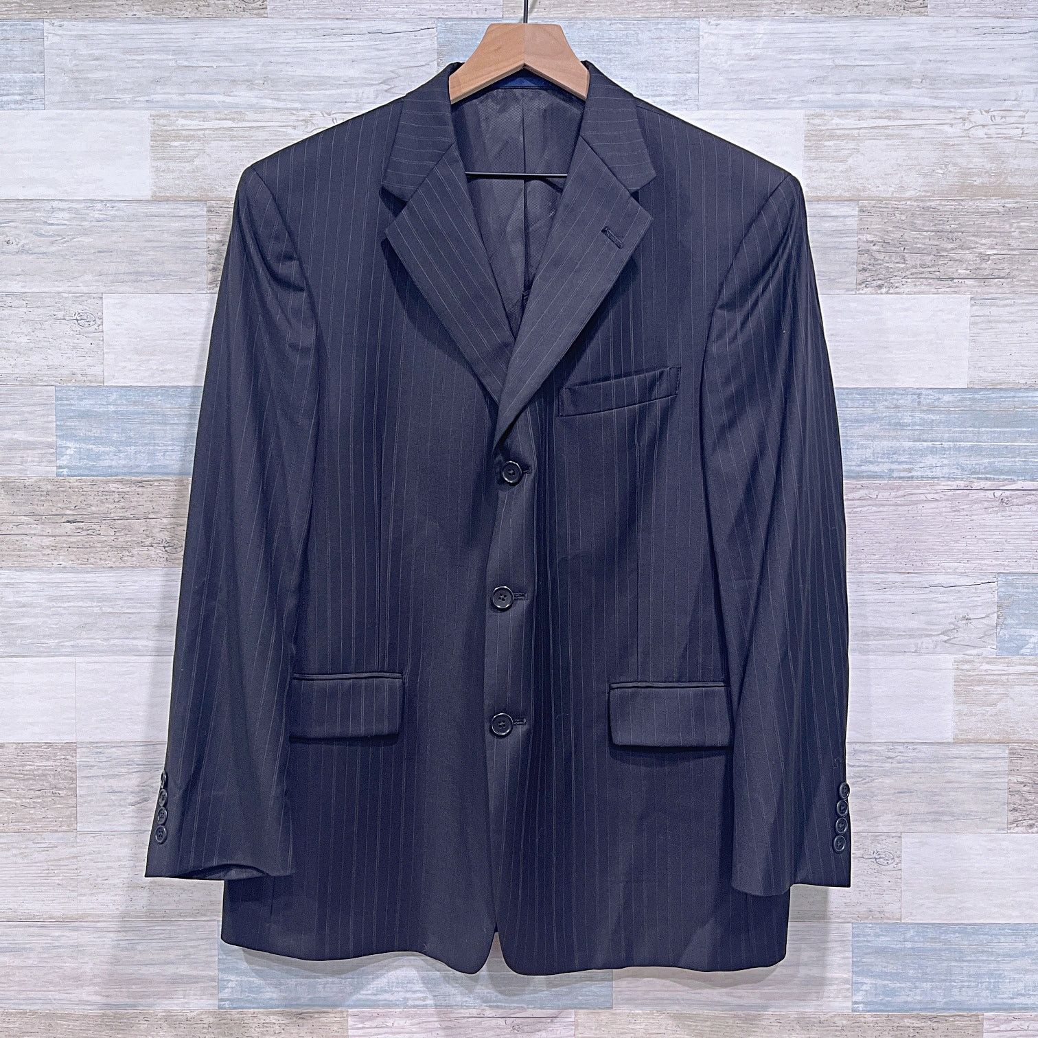Daniel Cremieux Ing Loro Piana Italy Wool Striped Suit Black Cremieux 44S 37 Size 44S - 2 Thumbnail