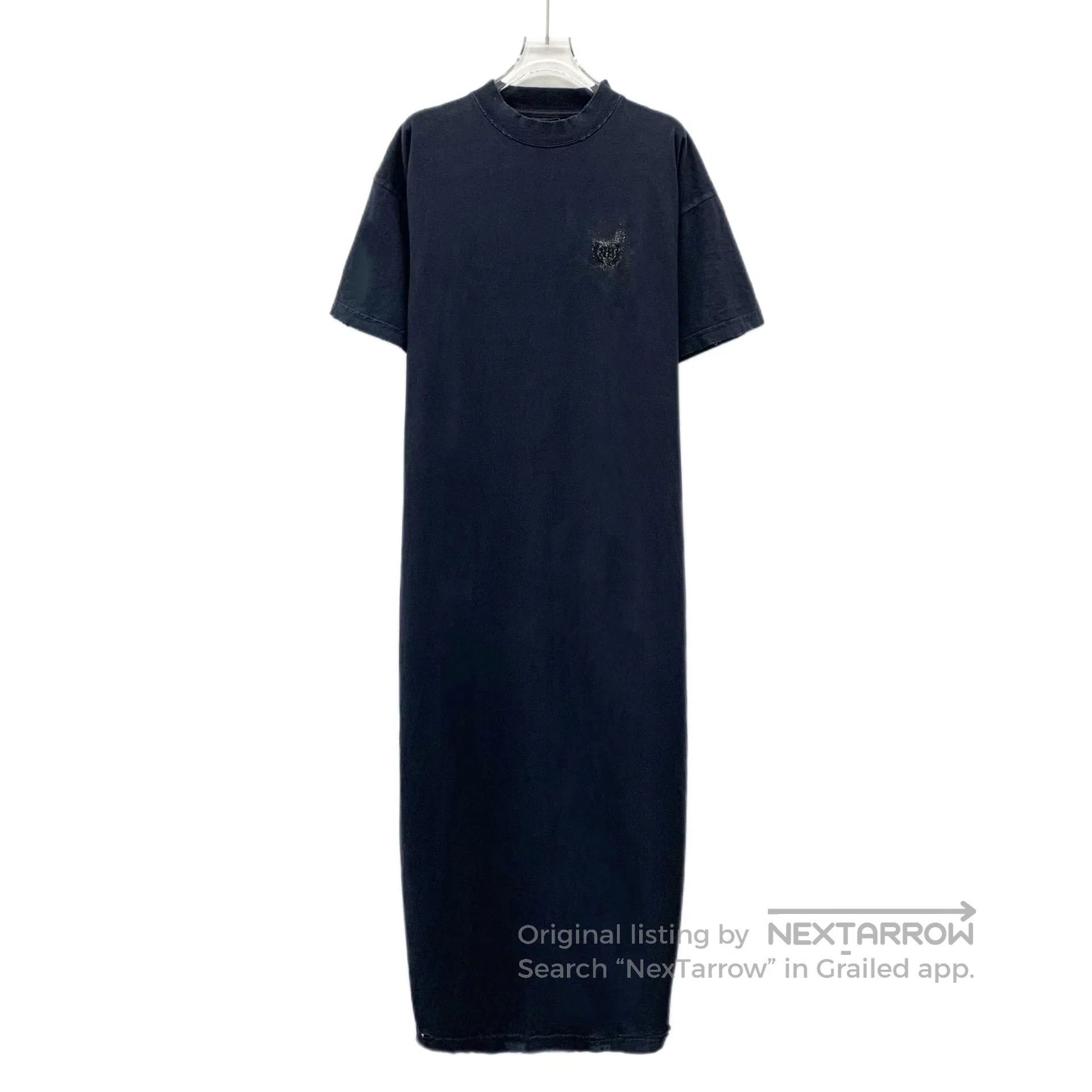 Balenciaga Balenciaga Black logo letter distressed short-sleeve dress Size S / US 4 / IT 40 - 1 Thumbnail