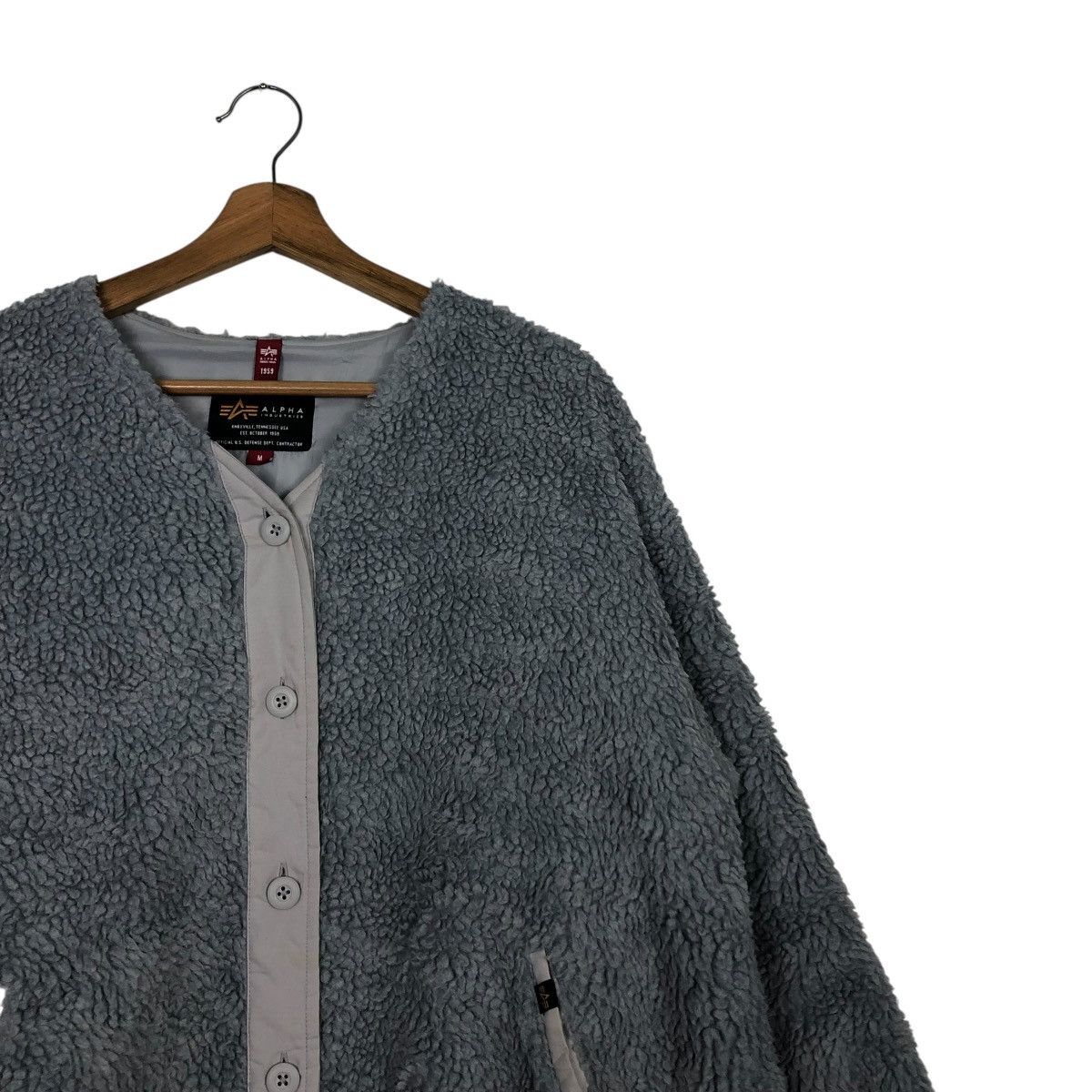 Alpha Industries 🔥VINTAGE DIP PILE FLEECE JACKET BUTTON ALPHA INDUSTRIES Size US M / EU 48-50 / 2 - 8 Thumbnail