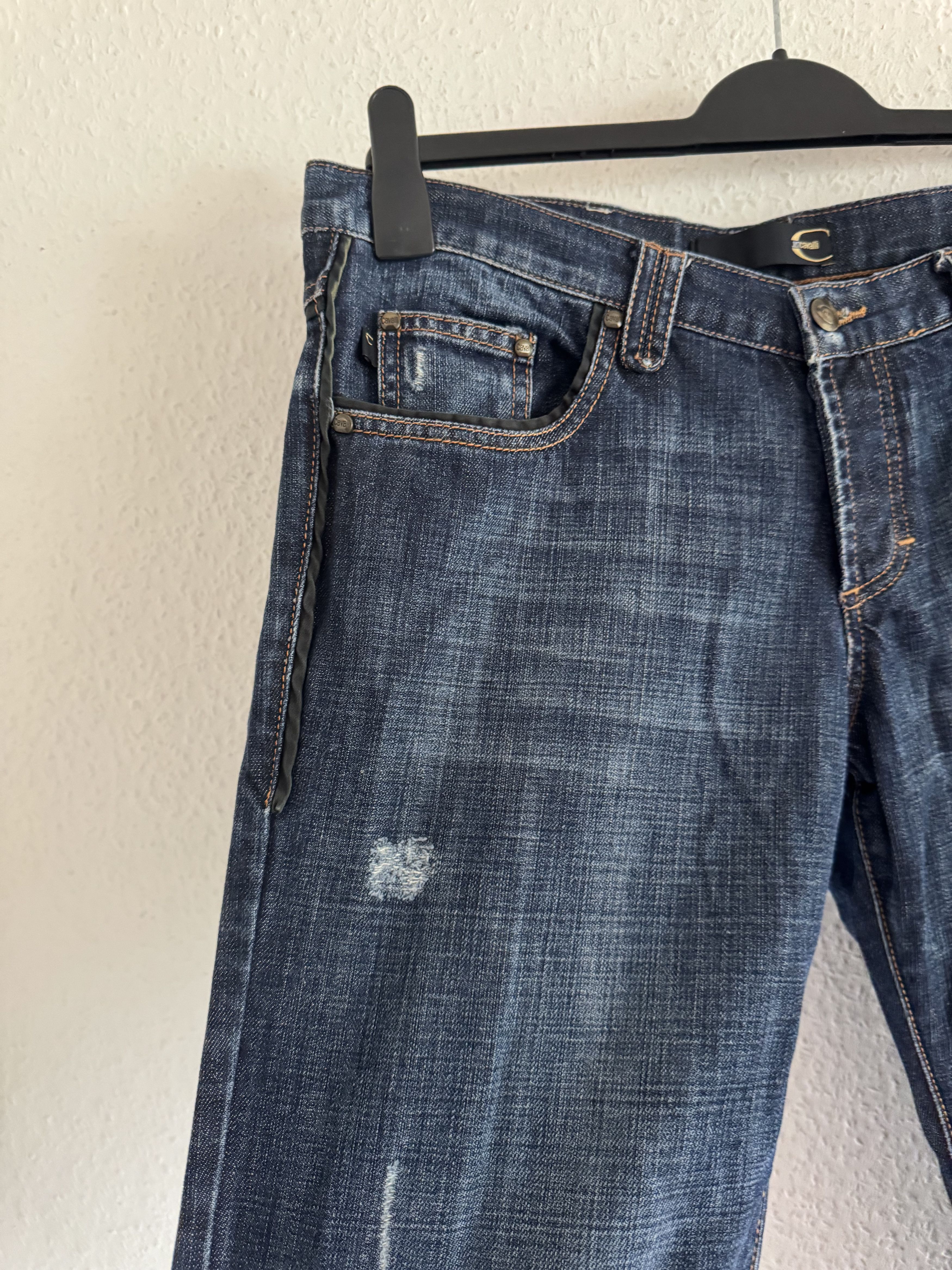 Just Cavalli Ornate Leather Pocket Denim Jeans Size US 33 - 6 Thumbnail
