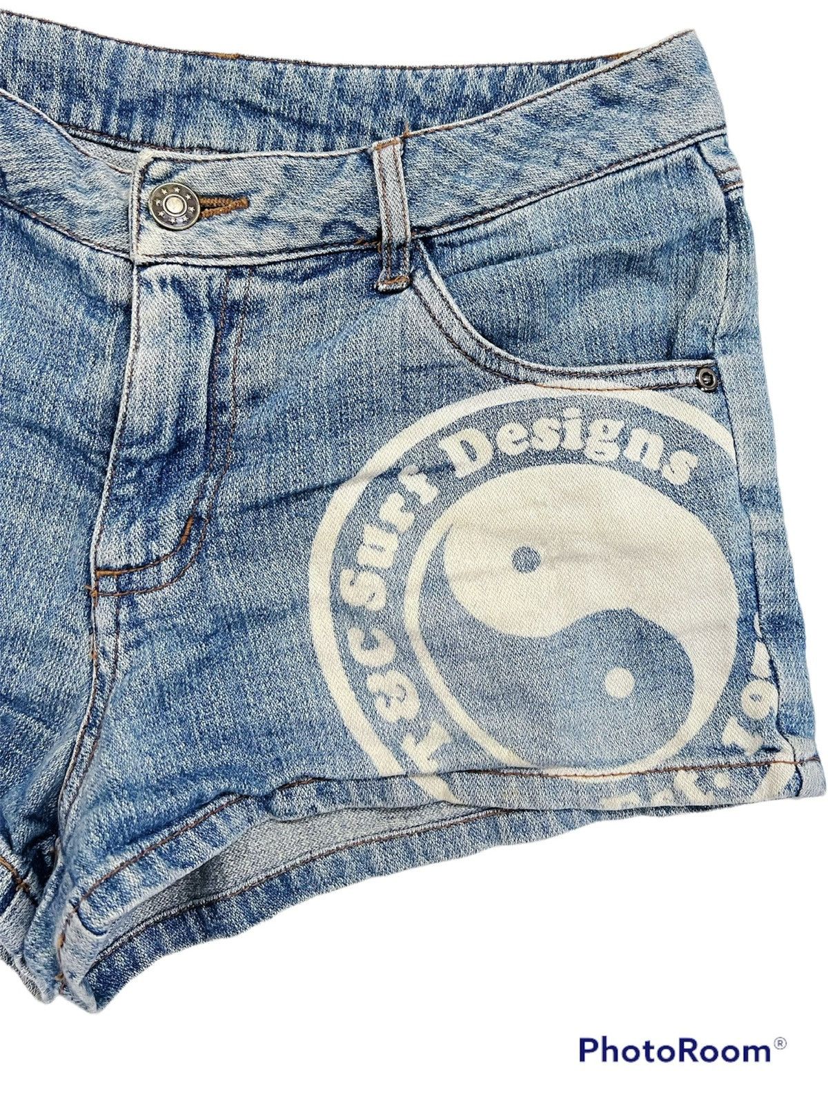 Japanese Brand Vintage Y2k Yin Yang denim shorts ☯️ Size 27" / US 4 / IT 40 - 3 Thumbnail