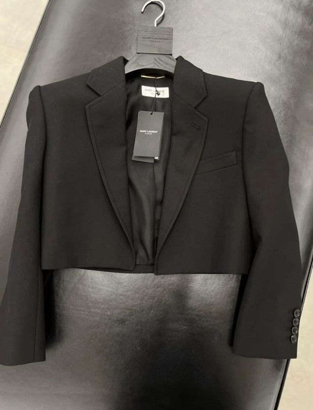 Saint Laurent Paris $4.5K VALUE Opened Cropped Short Blazer Jacket Size XS / US 0-2 / IT 36-38 - 1 Thumbnail