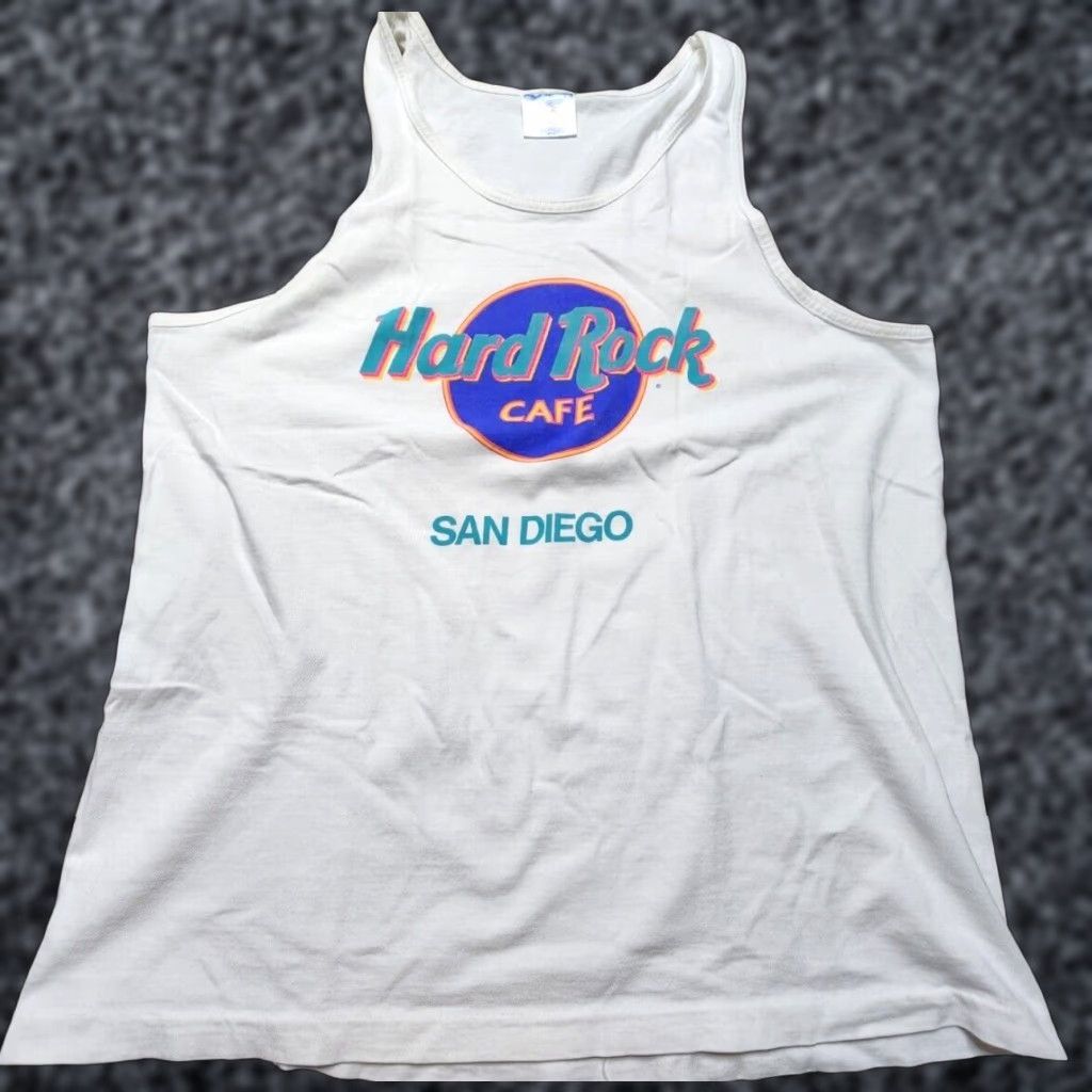 Hard Rock Cafe VINTAGE Hard Rock Cafe Shirt Mens L Tank Top 90s White Cotton Logo San Diego CA Size US L / EU 52-54 / 3 - 1 Thumbnail