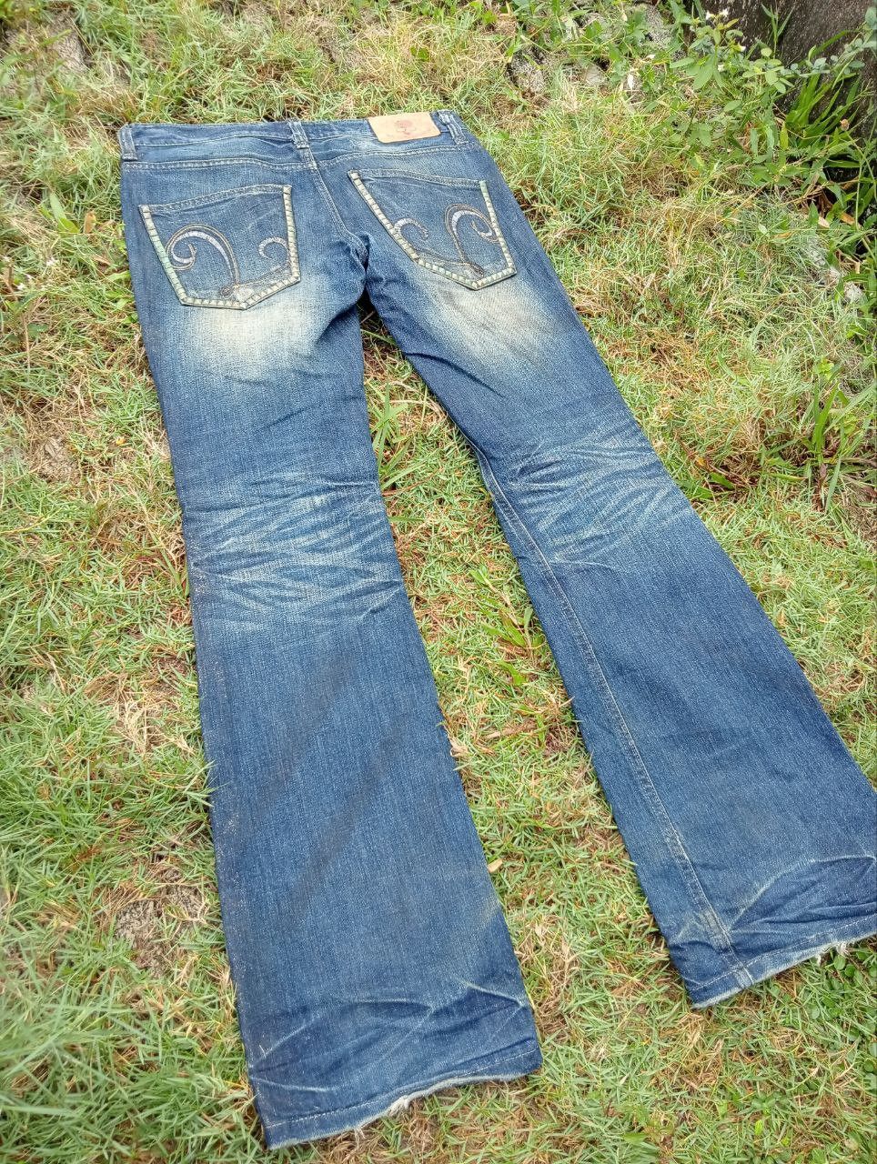 If Six Was Nine Vintage Lagust Flare Studded Distressed Jeans Size US 34 / EU 50 - 3 Thumbnail