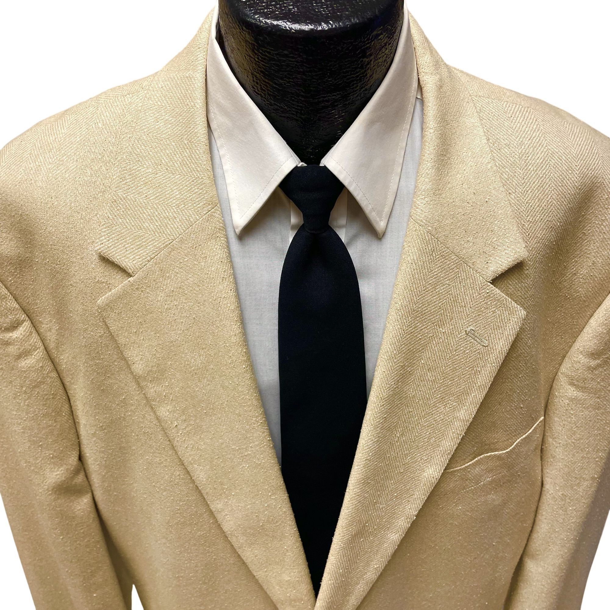 Other Vtg Matka SILK Beige Sport Coat HERRINGBONE Tropical Jacket Size 50R - 2 Thumbnail