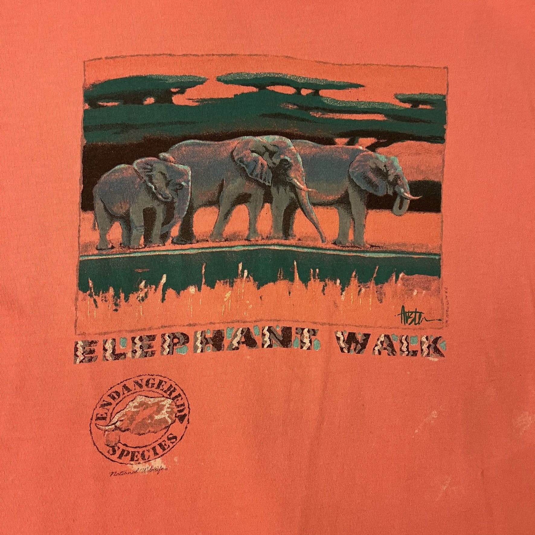 Vintage VTG 90s Elephant Walk Endangered Species Single Stitch Tee Size US XL / EU 56 / 4 - 3 Thumbnail