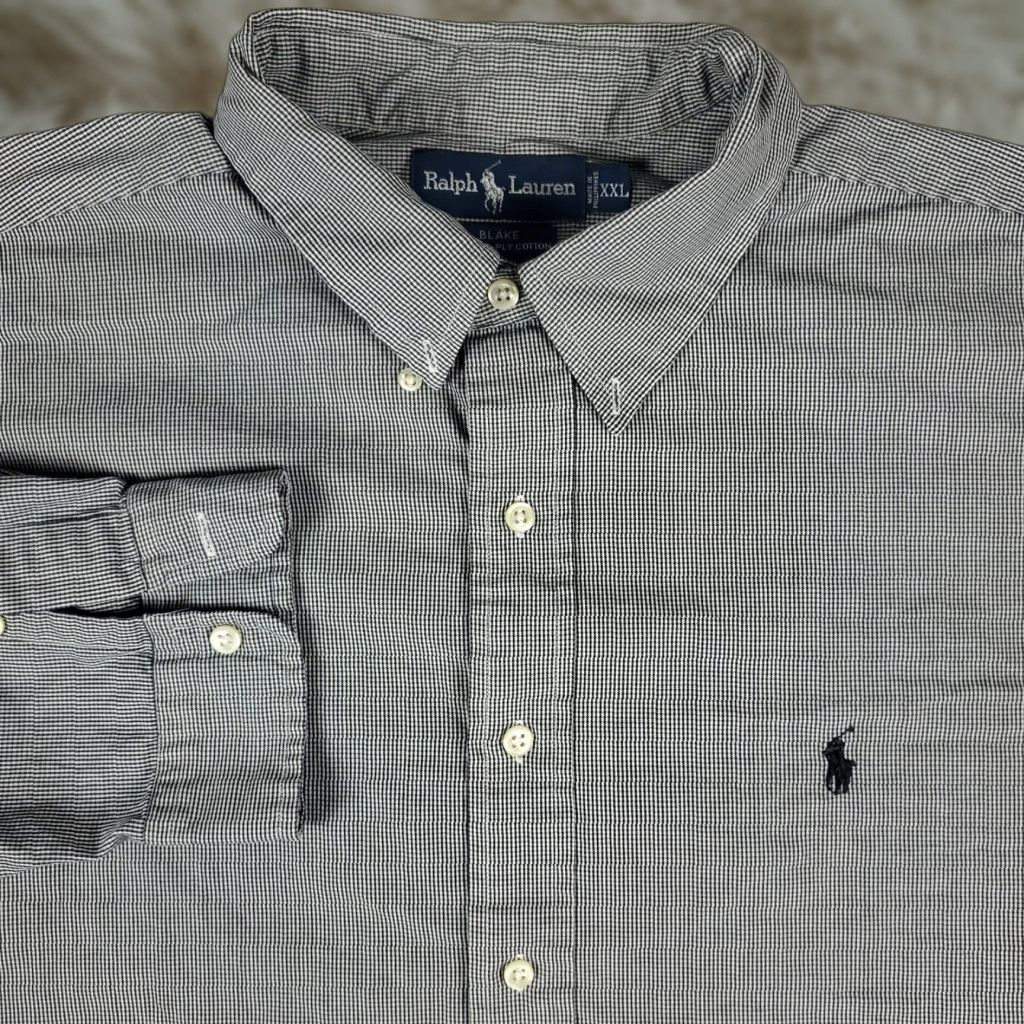 Ralph Lauren Ralph Lauren Shirt Mens 2XL Button-Up Long Sleeve Gray Black Pony Check, Classic/Preppy, 2XL Mens Size US XXL / EU 58 / 5 - 1 Thumbnail