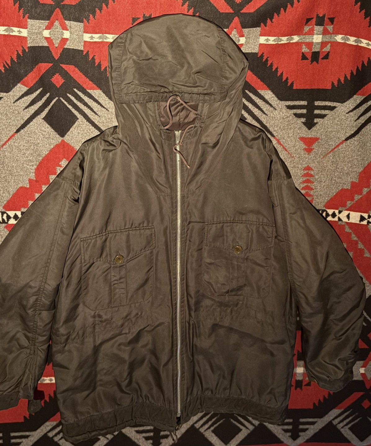 Helmut Lang 1998 Olive Green Nylon Parka Size US L / EU 52-54 / 3 - 1 Thumbnail
