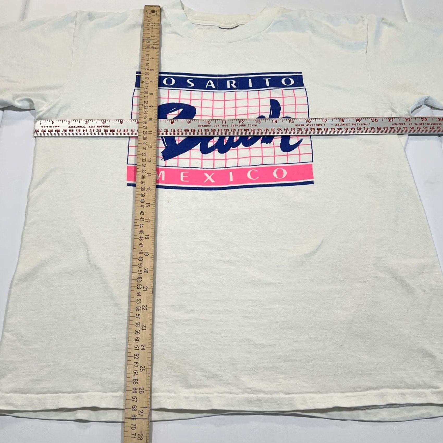 Vintage VINTAGE Rosarito Beach Mexico Single Stitch Spring Break Bright Neon T Shirt XL Unisex White 1990s Graphic Tee Sportswear/Beach Mens Womens Size US XL / EU 56 / 4 - 7 Thumbnail