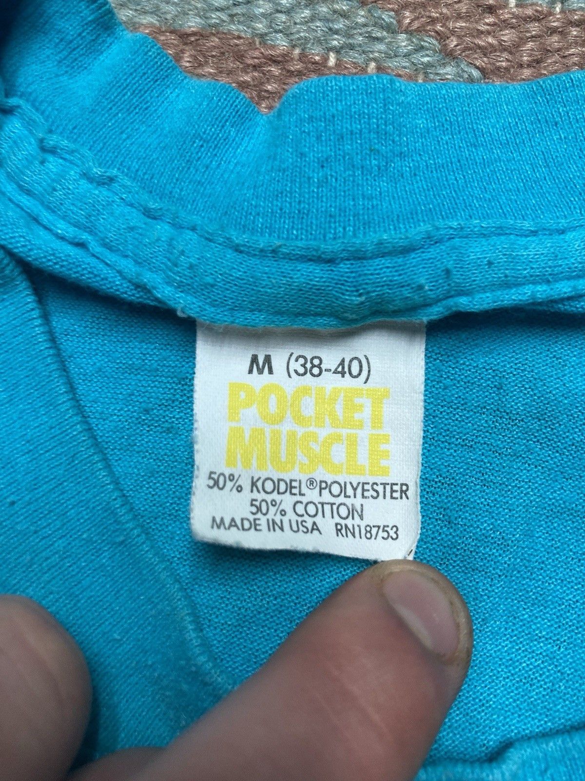 Vintage Vintage 80s pocket t shirt blank teal blue worn soft medium Size US M / EU 48-50 / 2 - 7 Thumbnail