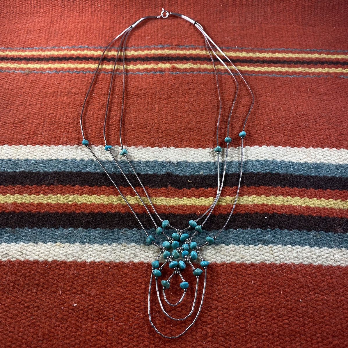 Kapital × Vintage Vtg Navajo Sterling Liquid Silver Turquoise Woven Necklace Size ONE SIZE - 2 Thumbnail