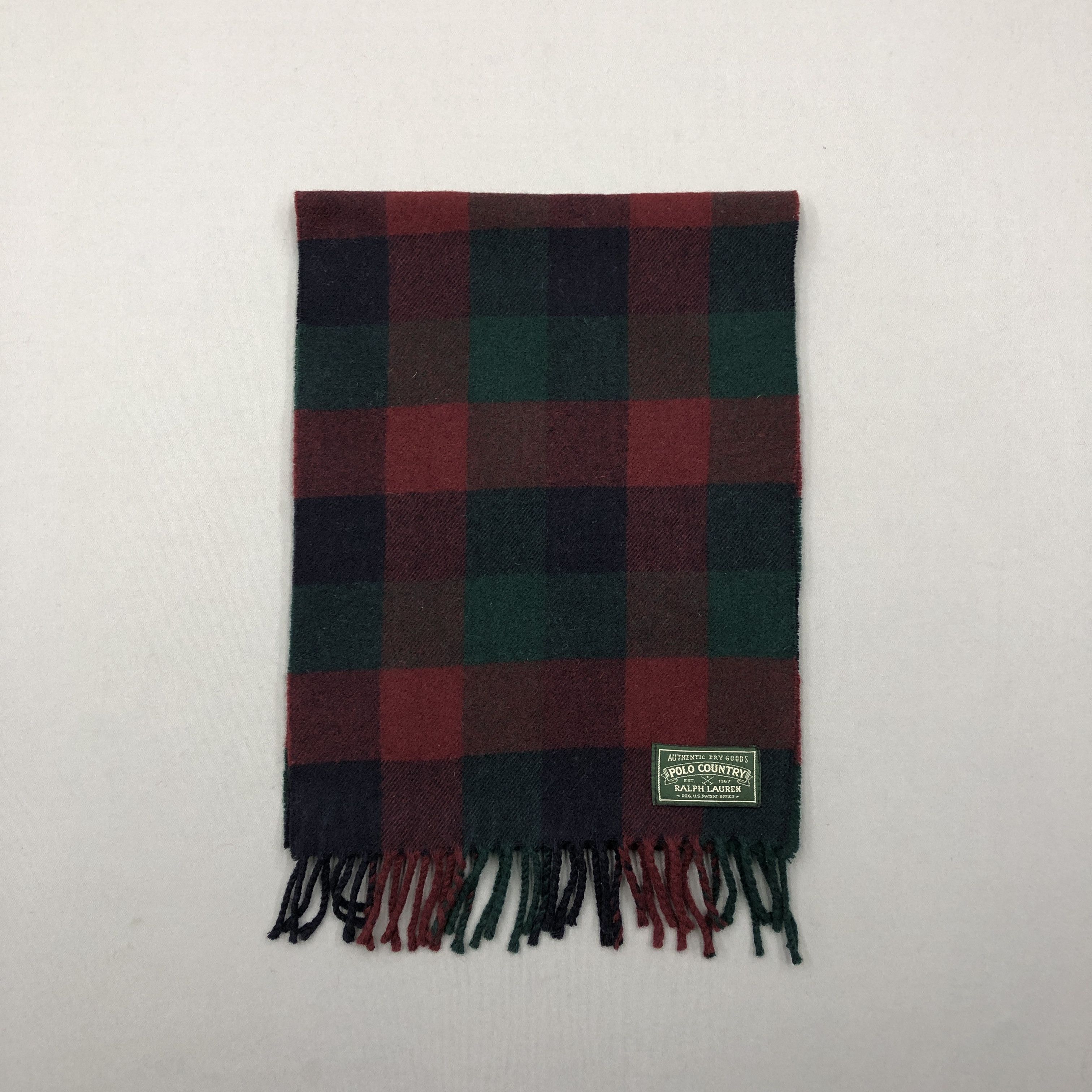 Vintage Polo Ralph Lauren Scarf Tartan Plaid Wool Scarves