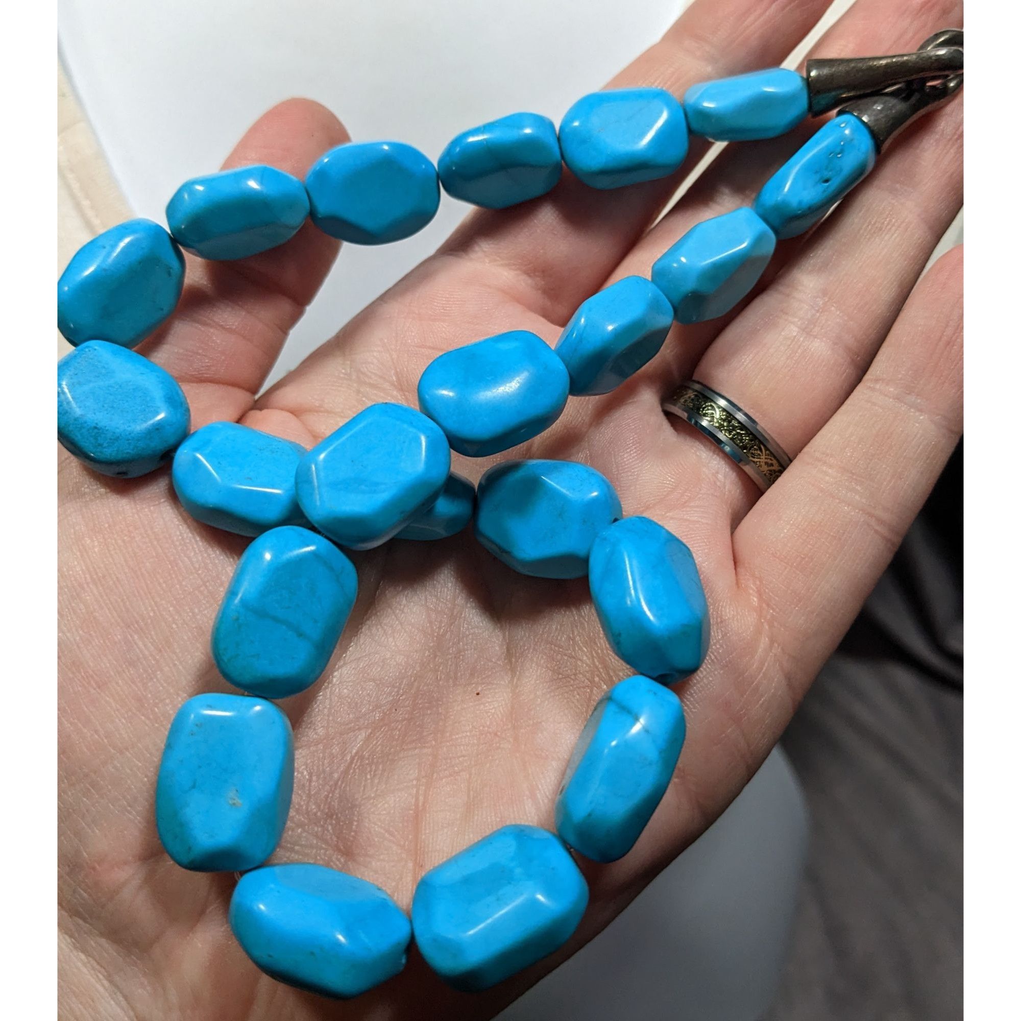 Handmade Handmade Blue Stone Beaded With Sterling Silver Clasp Size ONE SIZE - 5 Thumbnail