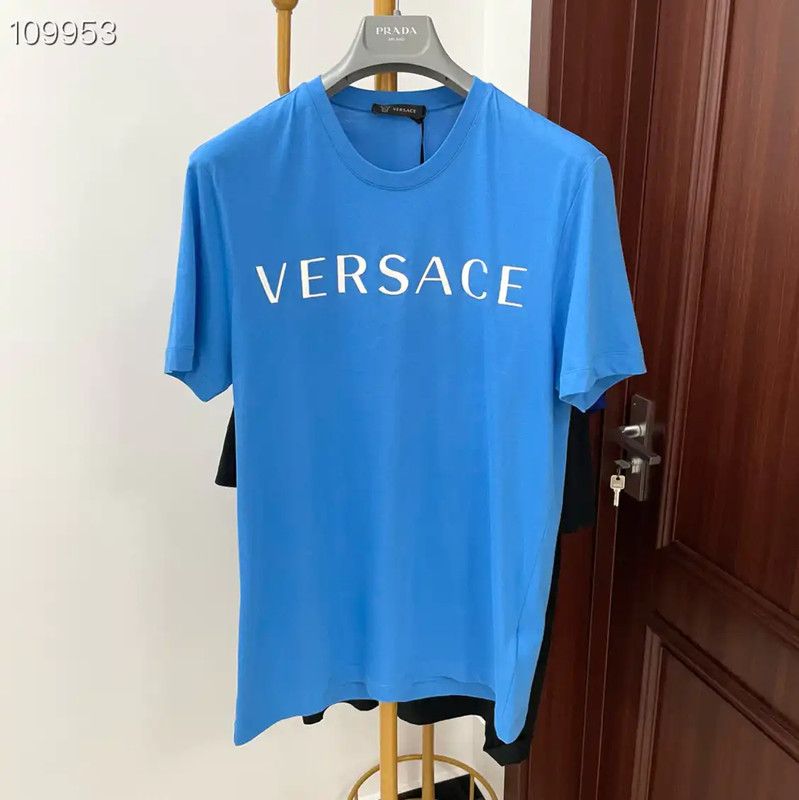 Versace Versace Blue Cotton Men's T-Shirt 0089 Size US M / EU 48-50 / 2 - 1 Thumbnail