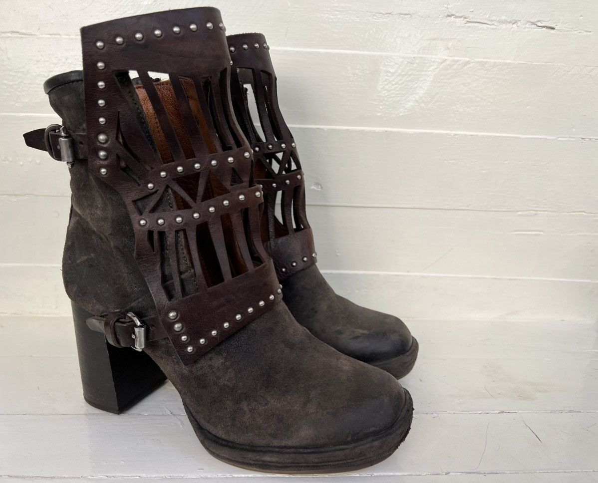 A.S.98 Airstep AS98 Brown Leather Suede Boho Biker Ankle Boots Size US 10 / IT 40 - 4 Thumbnail