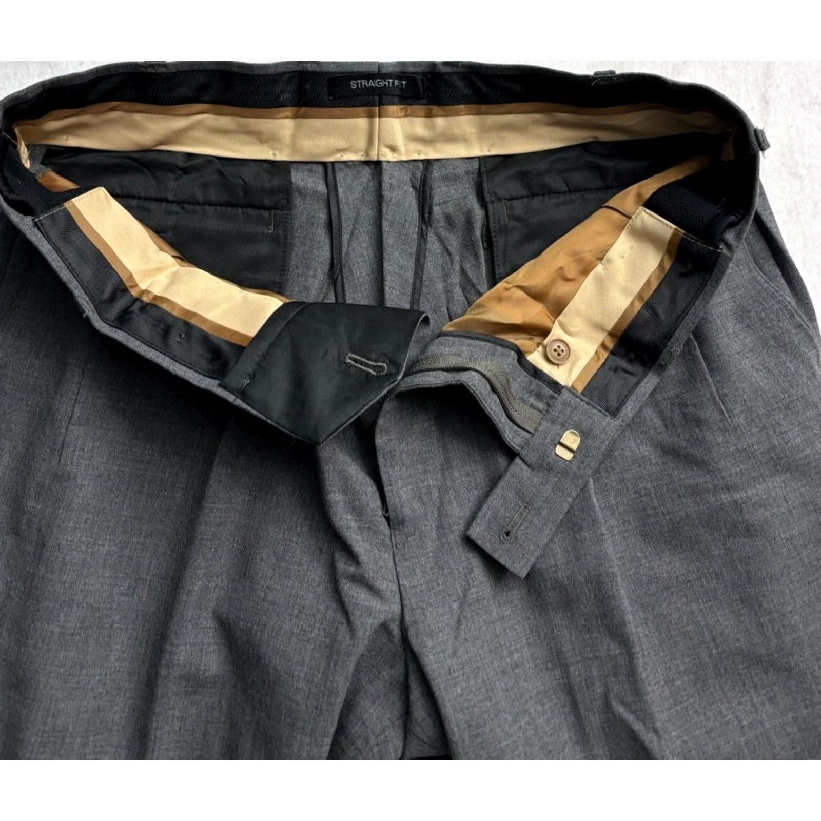 Vintage Louis Raphael Limited JRL Men Gray Dress Pants Wool Stretch Straight 34x29 Hem 26 - 34in Waist, 34in Leg Size US 34 / EU 50 - 3 Thumbnail