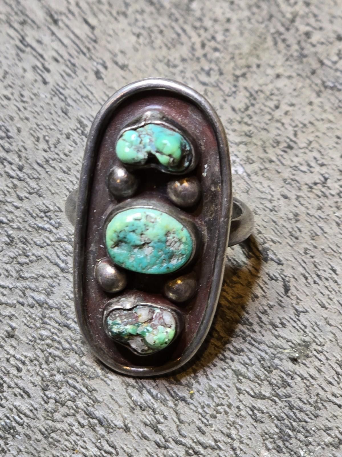 Other Vintage Native American 925 Silver Turquoise Ring Old Pawn Size ONE SIZE - 6 Thumbnail