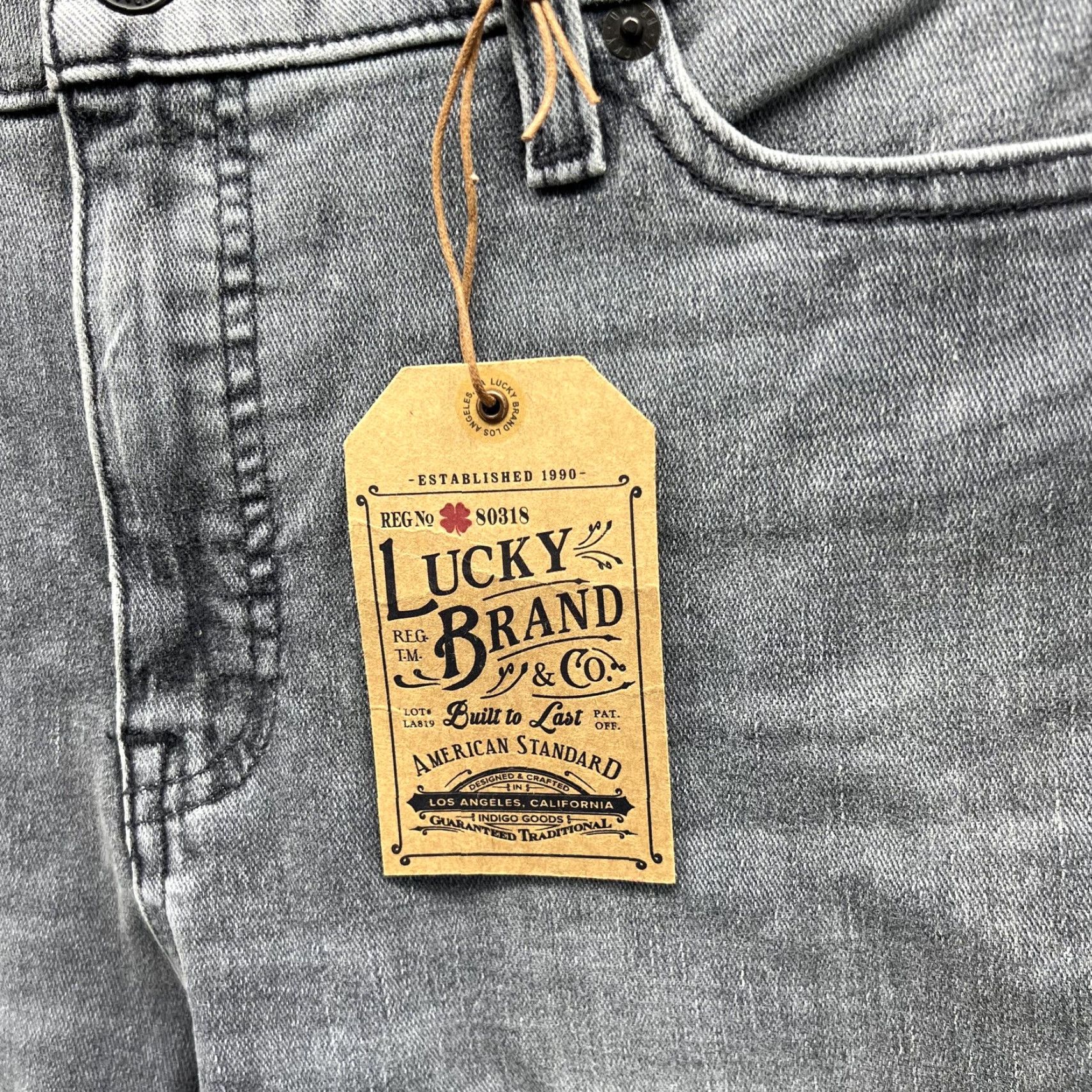 Lucky Brand Lucky Brand Jeans Mens 31 Gray Slim Skinny Milky Way Side Stripe 7W14749 Size US 31 - 6 Thumbnail