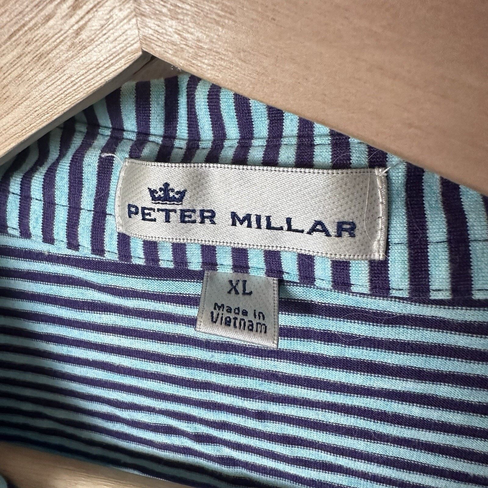 Peter Millar Peter Millar Polo Mens Blue Striped Golf Sports Preppy XL Size US XL / EU 56 / 4 - 3 Thumbnail