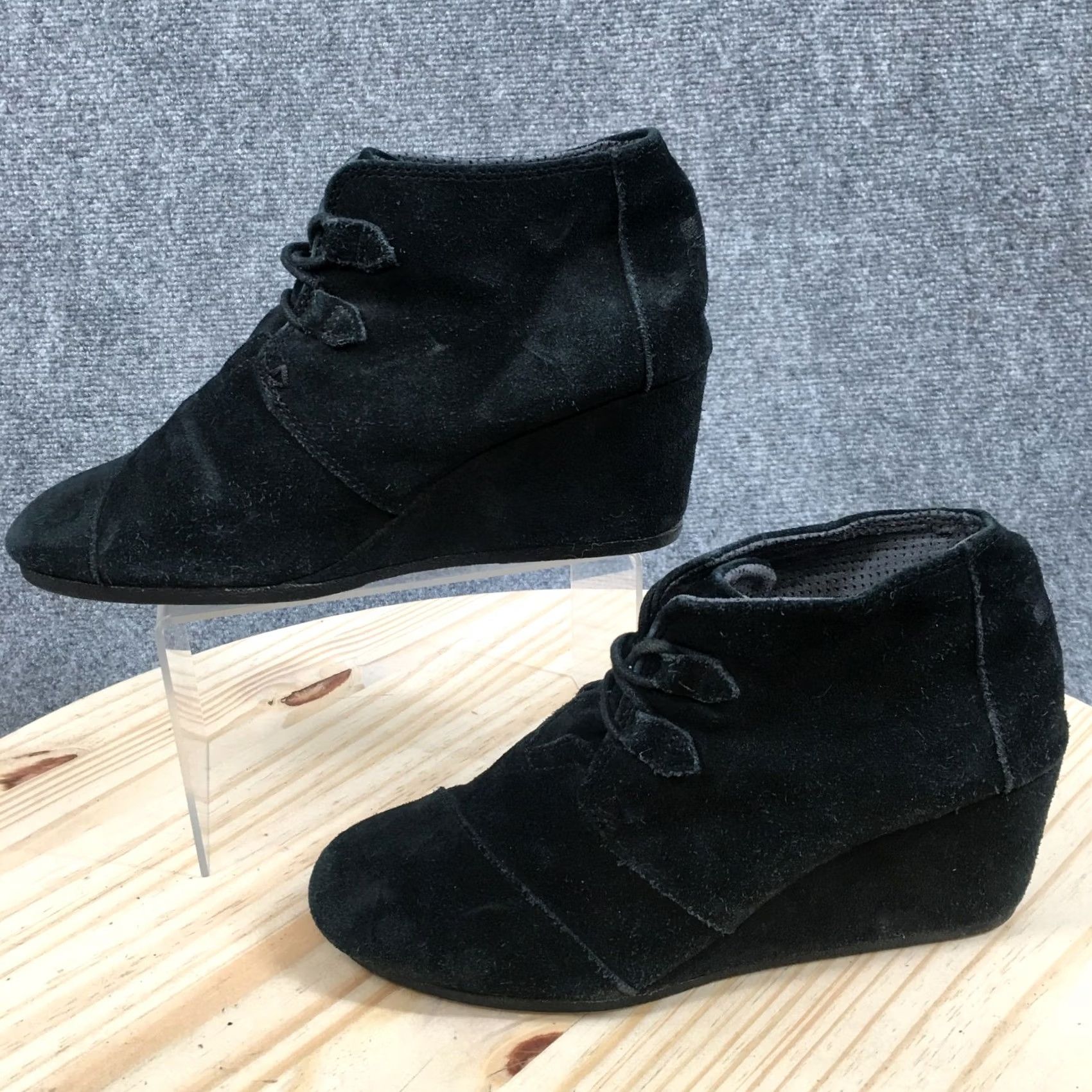 Toms TOMS Boots Womens 10 Kala Bootie Black Lace Up Ankle Top Wedge Heels Boot Dusty Black Lace Up Ankle Bootie Womens 10 TOMS Boots Size L / US 10 / IT 46 - 2 Thumbnail