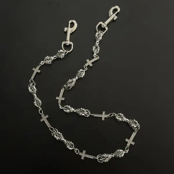 Jewelry Silver Cross Chain Wallet Chain, Gothic Punk Accessory Size ONE SIZE - 6 Thumbnail