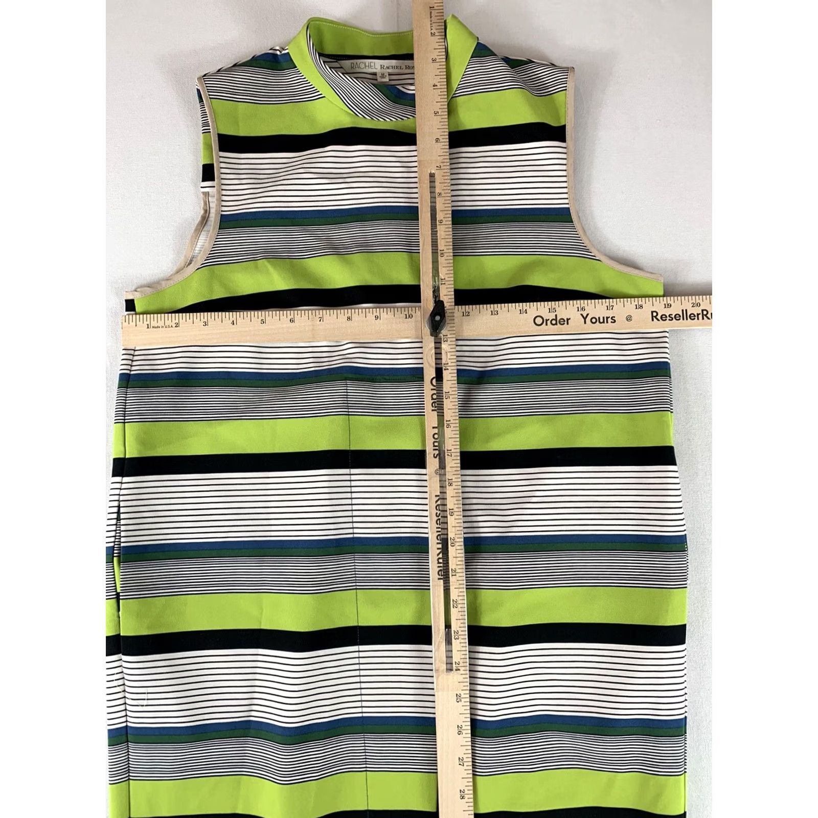 Vintage Rachel Roy Striped Sheath Dress - Medium LIME Green Size M / US 6-8 / IT 42-44 - 3 Thumbnail