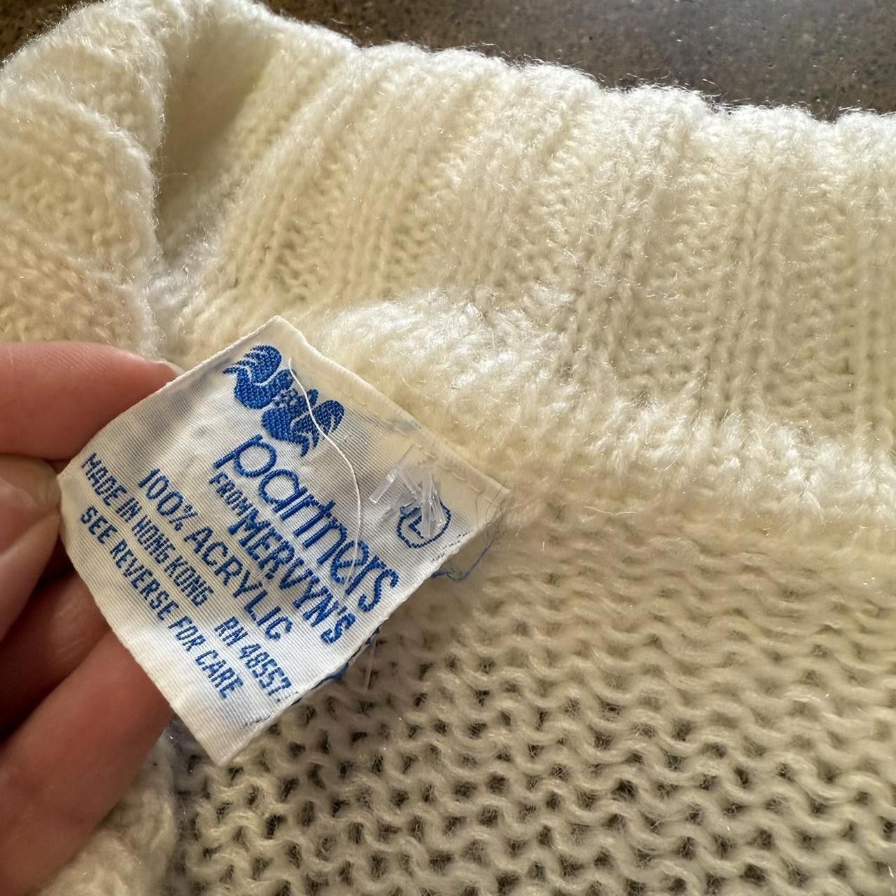 Designer Vintage Cream Knit Collared Cardigan Size S / US 4 / IT 40 - 3 Thumbnail