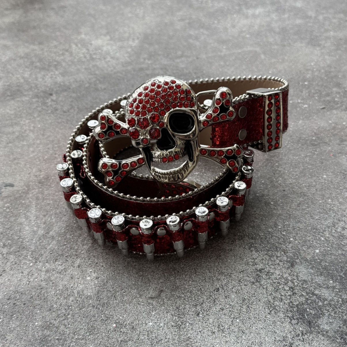 If Six Was Nine Amazing Y2K Rhinestones Skull BB Simon Style Belt Size ONE SIZE - 8 Thumbnail