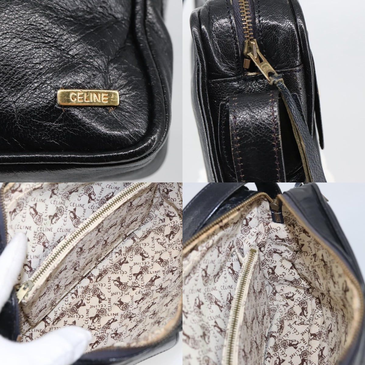 Celine CELINE Shoulder Bag Leather Black Gold Size ONE SIZE - 11 Thumbnail