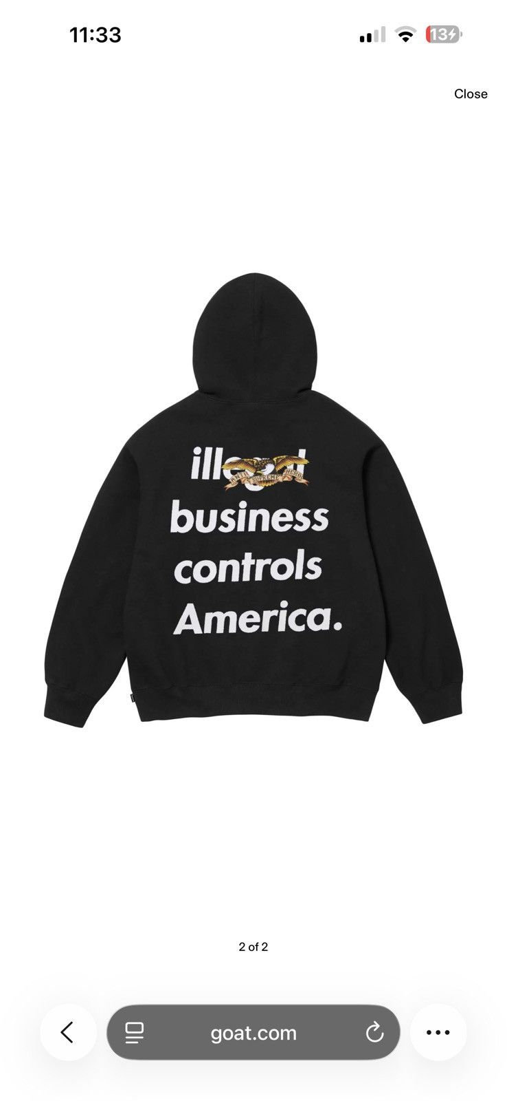 Supreme Supreme x Antihero “Illegal Business Controls America” sz L Size US L / EU 52-54 / 3 - 2 Thumbnail