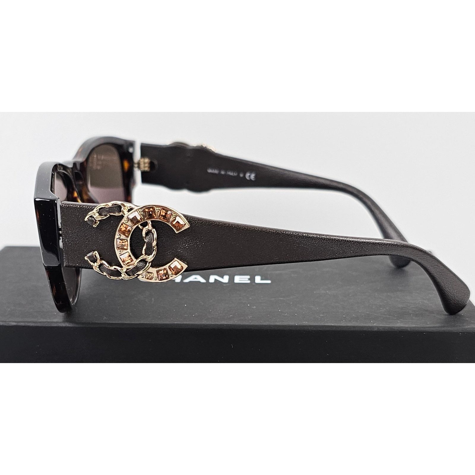 Chanel CHANEL Rectangle DARK HAVANA BROWN Sunglasses Size ONE SIZE - 1 Thumbnail