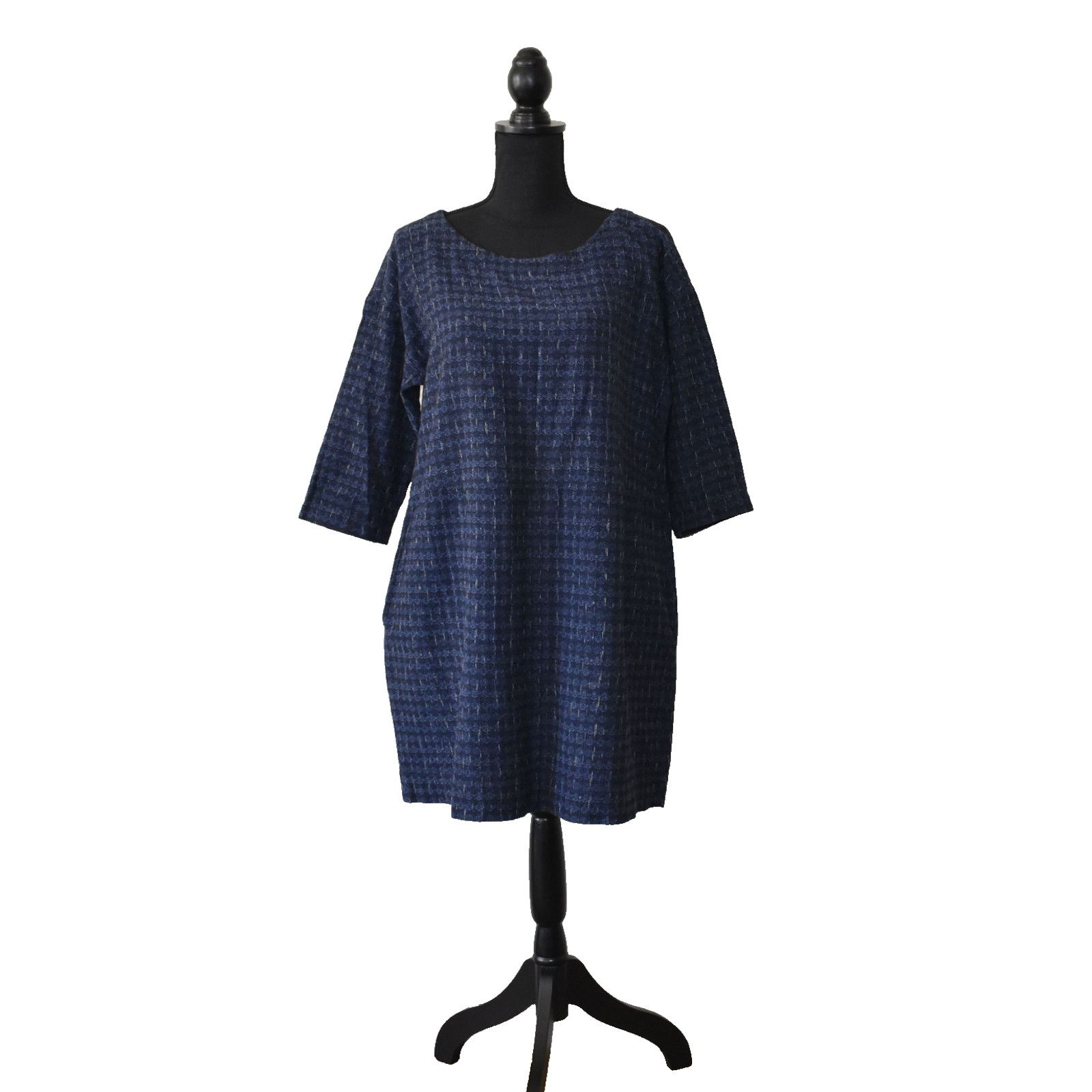 Eileen Fisher NEW EILEEN FISHER Cotton Shizuku Jacquard Scoop Neck Dress S Size S / US 4 / IT 40 - 1 Thumbnail