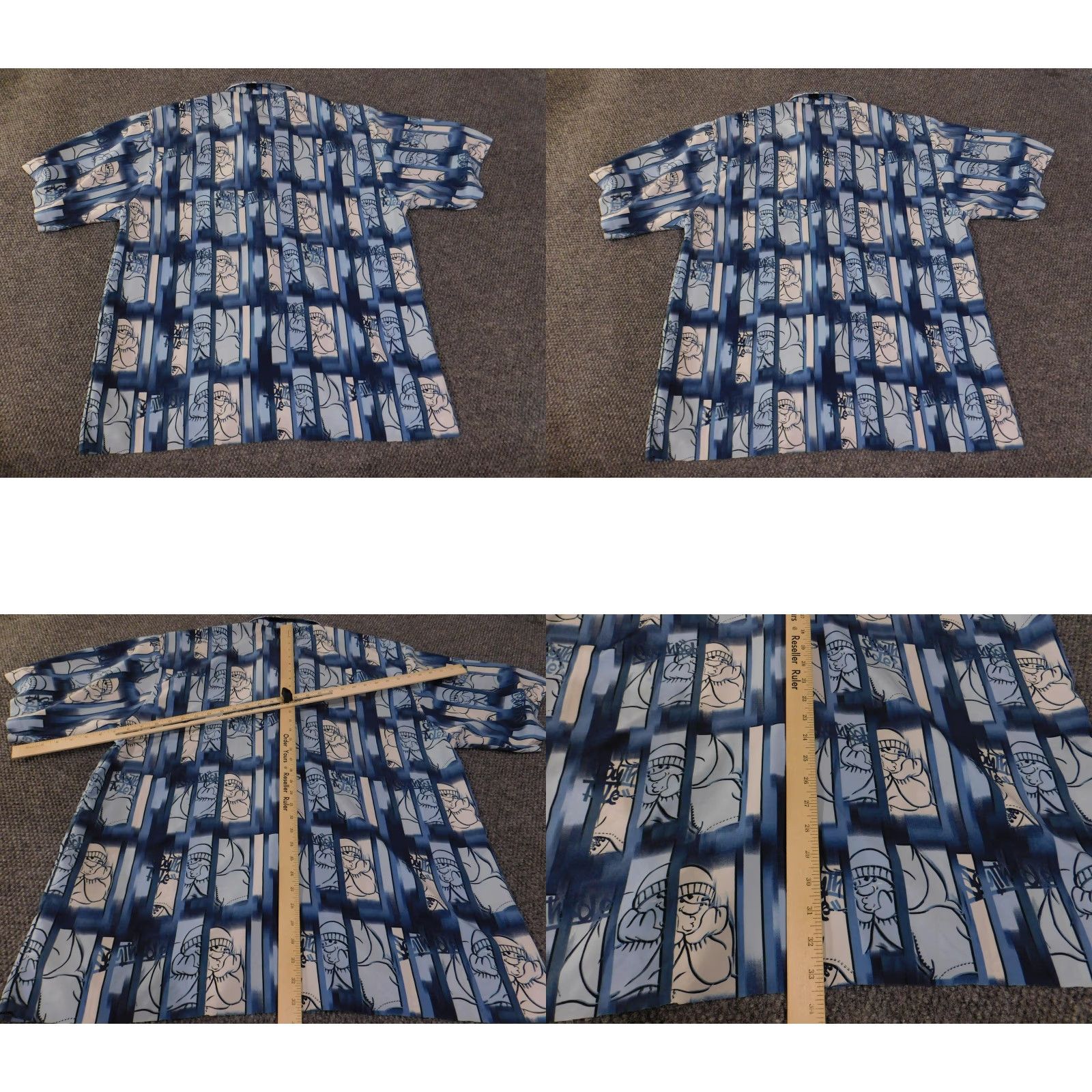 Southpole Southpole Shirt Mens 2XL Blue Graffiti Graphic Over Print Button Up Hip Hop Size US XXL / EU 58 / 5 - 9 Thumbnail