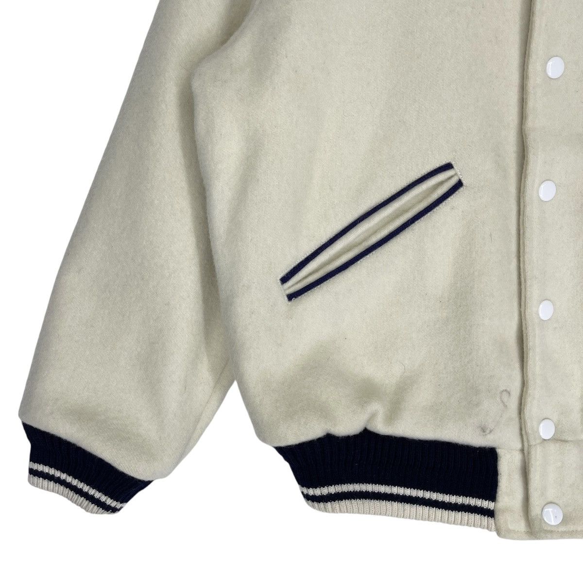 Vintage Vintage TBM Wool Varsity Jacket Cream Size US M / EU 48-50 / 2 - 5 Thumbnail