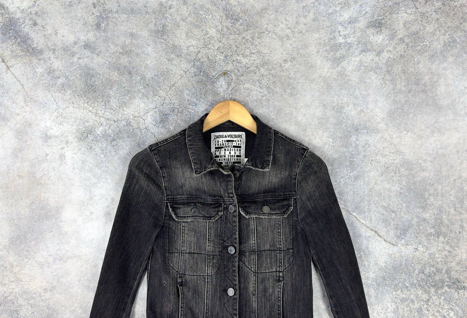 Zadig & Voltaire Zadig & Voltaire Kioky Distressed Denim Women’s Black Jacket Size XS / US 0-2 / IT 36-38 - 2 Thumbnail