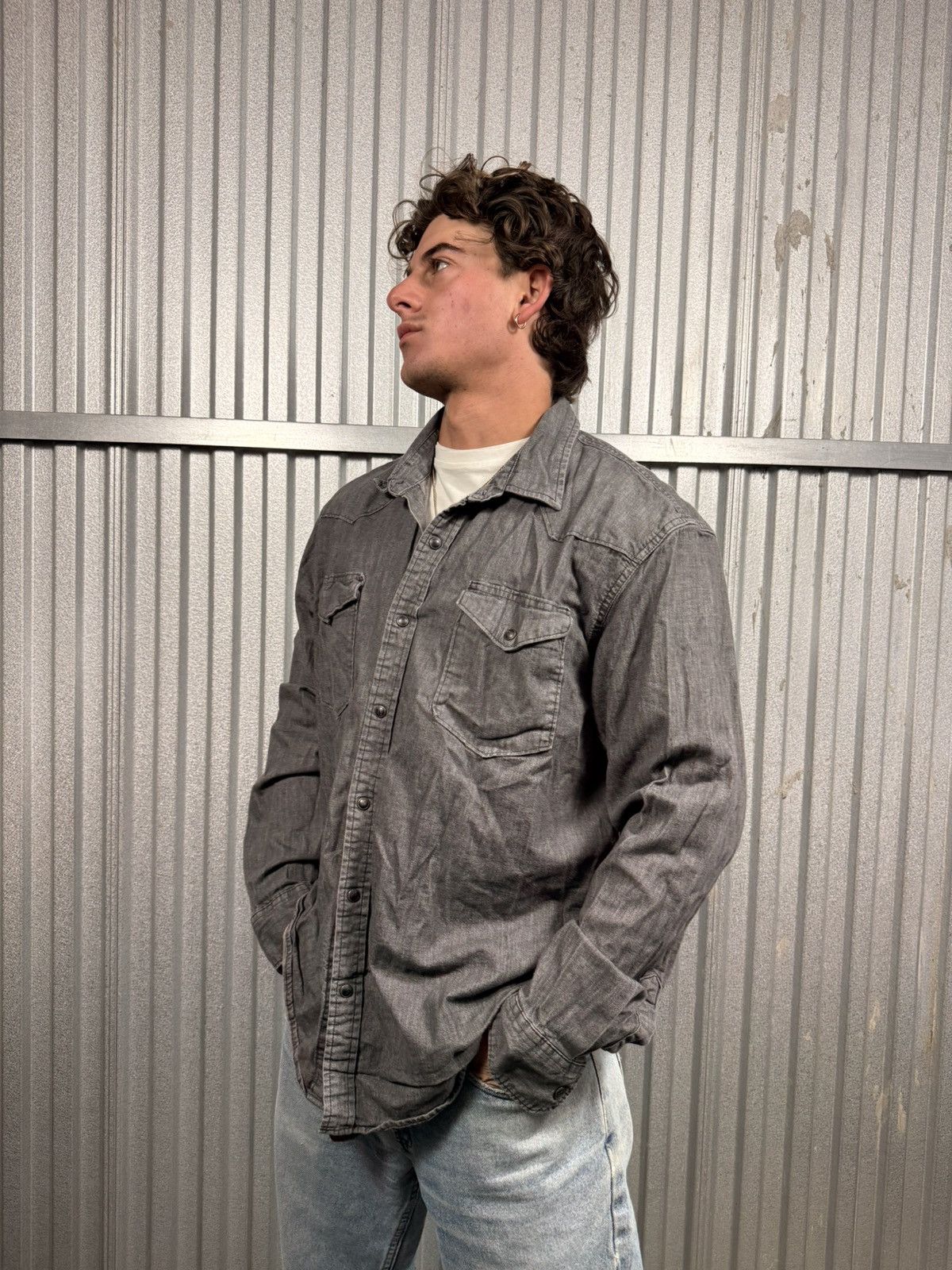 Wrangler Vintage Wrangler Dark Grey Pearl Snap Western Button Up Size US XL / EU 56 / 4 - 2 Thumbnail