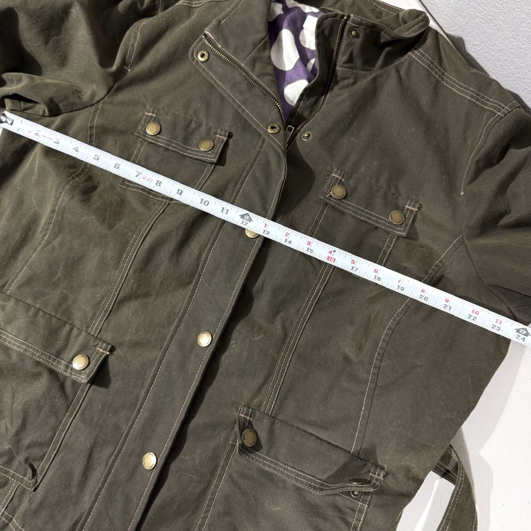 Boden Boden Brown Wax Cotton Jacket Belted Zip & Snap Close Chore Coat Women Sz 18 Size XXL / US 16-18 / IT 52-54 - 5 Thumbnail