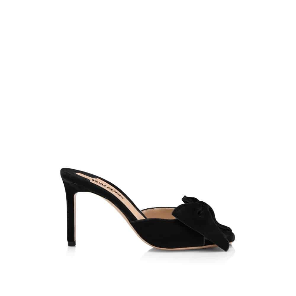 Tom Ford o1loc1c1125 W3398 Velvet Brigitte Mules in Black Size US 6 / IT 36 - 1 Thumbnail