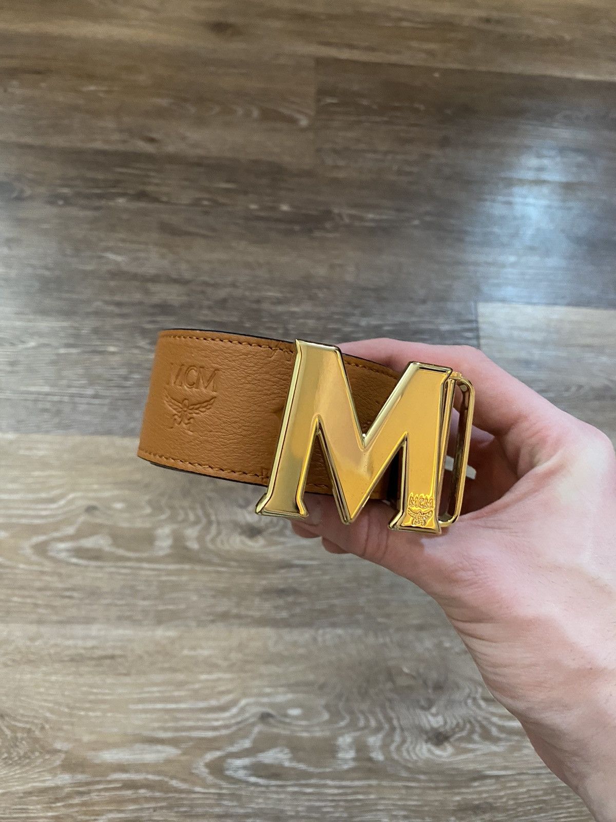 MCM MCM Ghost Engraving Cognac Gold Buckle SS23 Size 34 - 2 Thumbnail