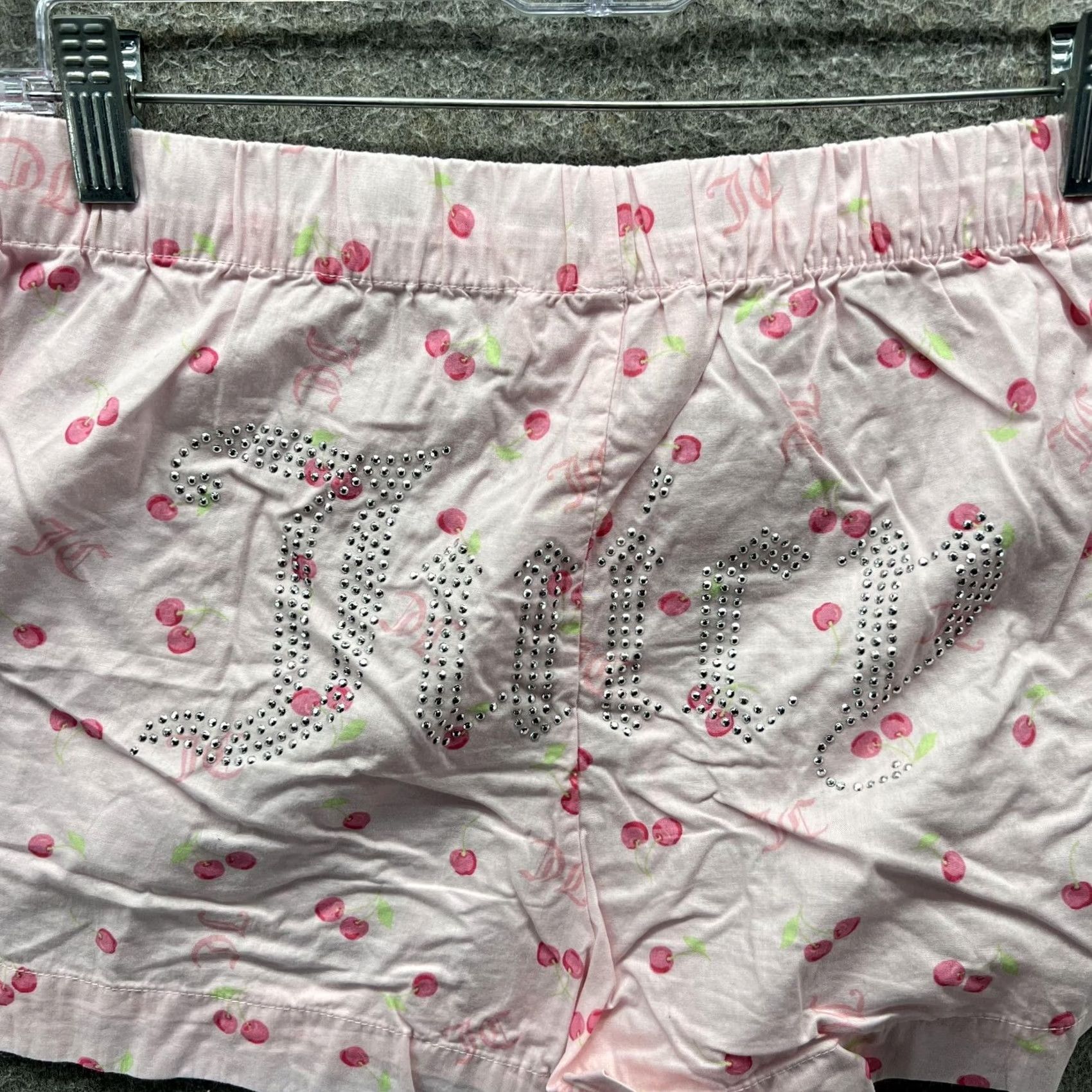 Juicy Couture VINTAGE Juicy Couture Sleep Shorts Womens Medium Pink Cherry Print Rhinestone Juicy Size 32" / US 10 / IT 46 - 4 Thumbnail