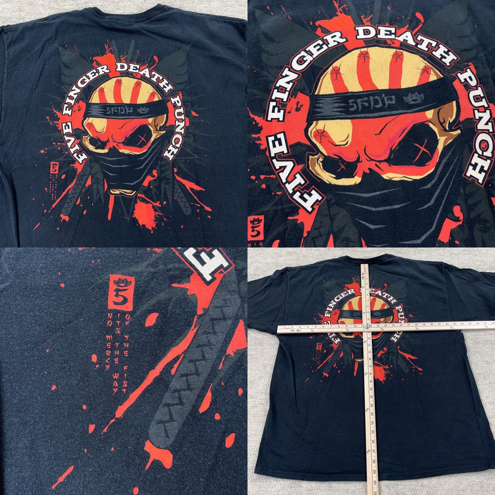 Hanes VINTAGE Hanes Shirt Men 2XL Black Band Graphic Print Y2K 5 Finger Death Punch Tee Skull Rock Retro Hipster Music Adult Mens Size US XXL / EU 58 / 5 - 8 Thumbnail