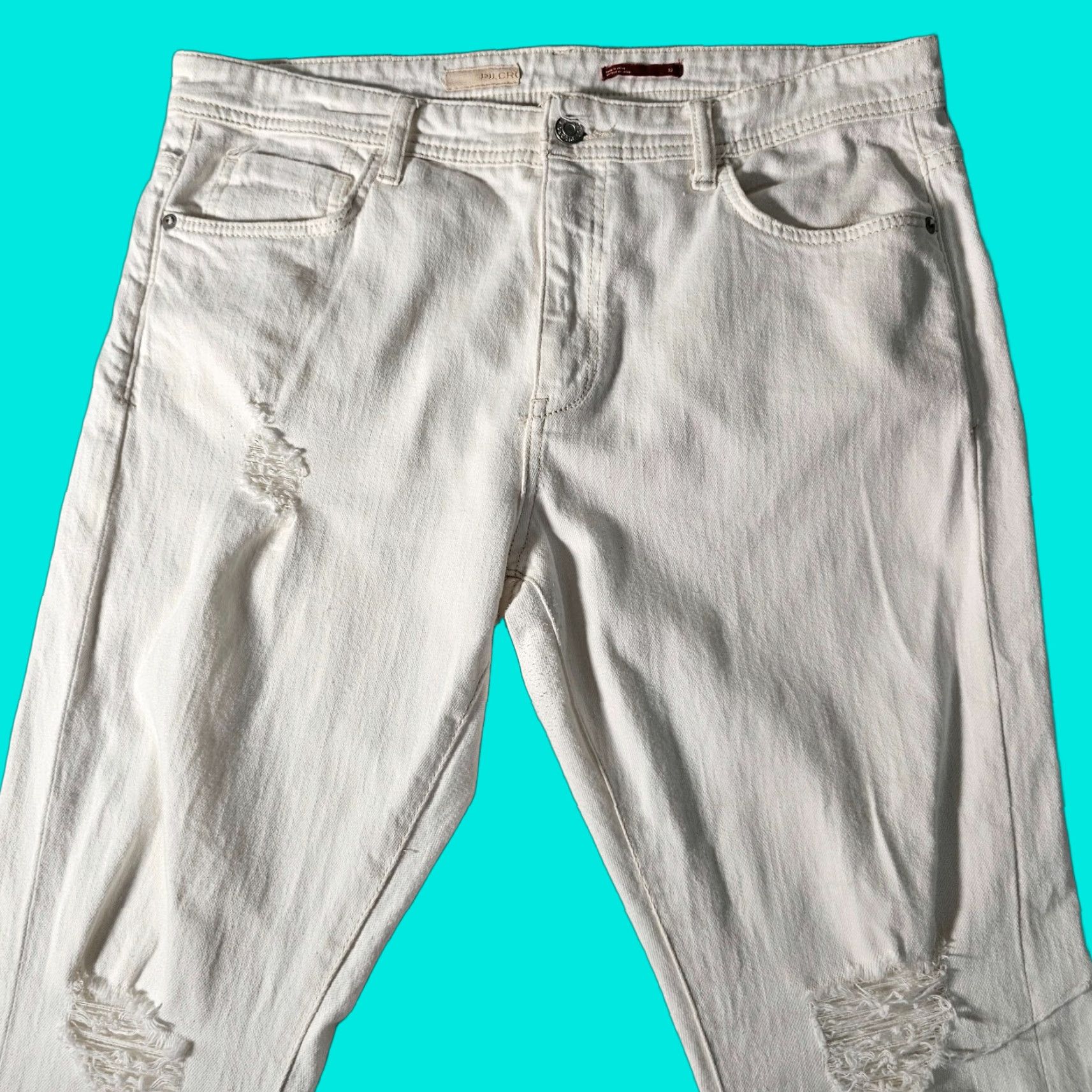 Anthropologie Pilcro & The Letterpress Jeans Womens 32 White Distressed Straight Anthropologie Size 24" / US 00 / IT 34 - 1 Thumbnail