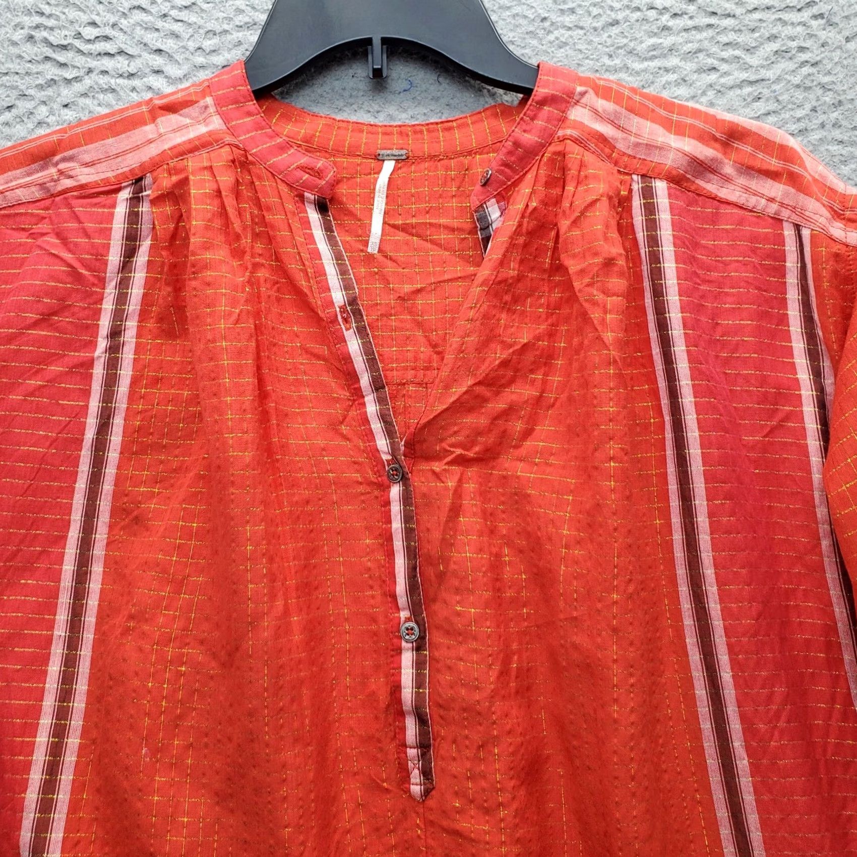 Free People Free People Tunic Top Womens XS Multicolor Oversized Button Front High Low Slit Crew Neck Blouse Casual Shirt Size XS / US 0-2 / IT 36-38 - 3 Thumbnail