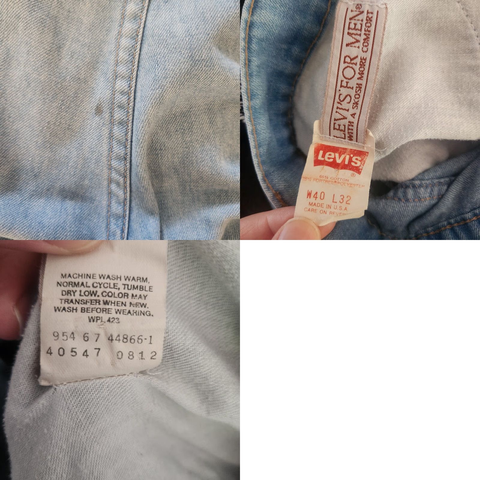 Levi's Vtg 70's Levi’s With A Skosh More Comfort Jeans Mens Blue Denim Orange Tab 40x32 Size US 40 / EU 56 - 9 Thumbnail