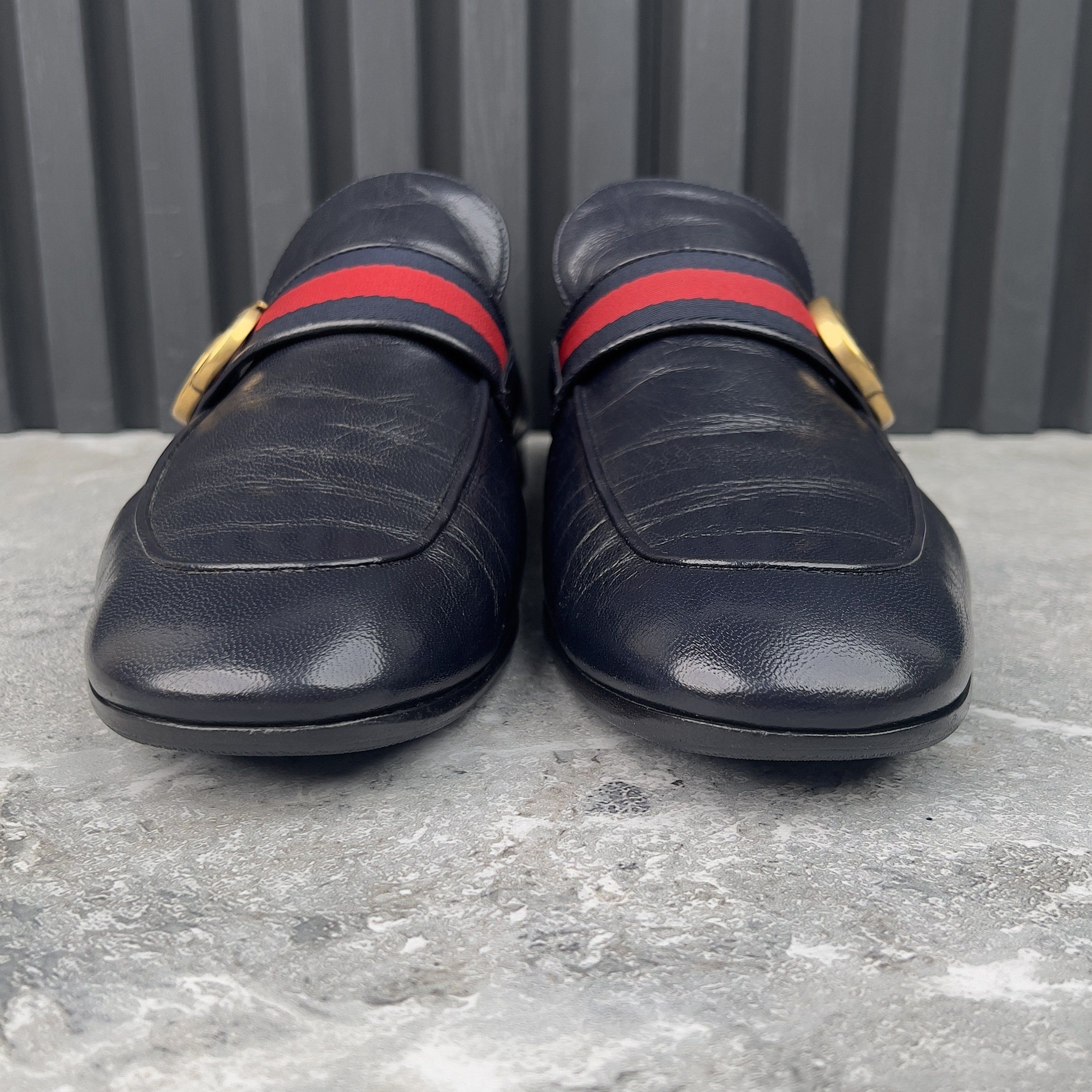 Gucci Donnie Web GG Loafers Navy Blue Leather Size US 10.5 / EU 43-44 - 3 Thumbnail