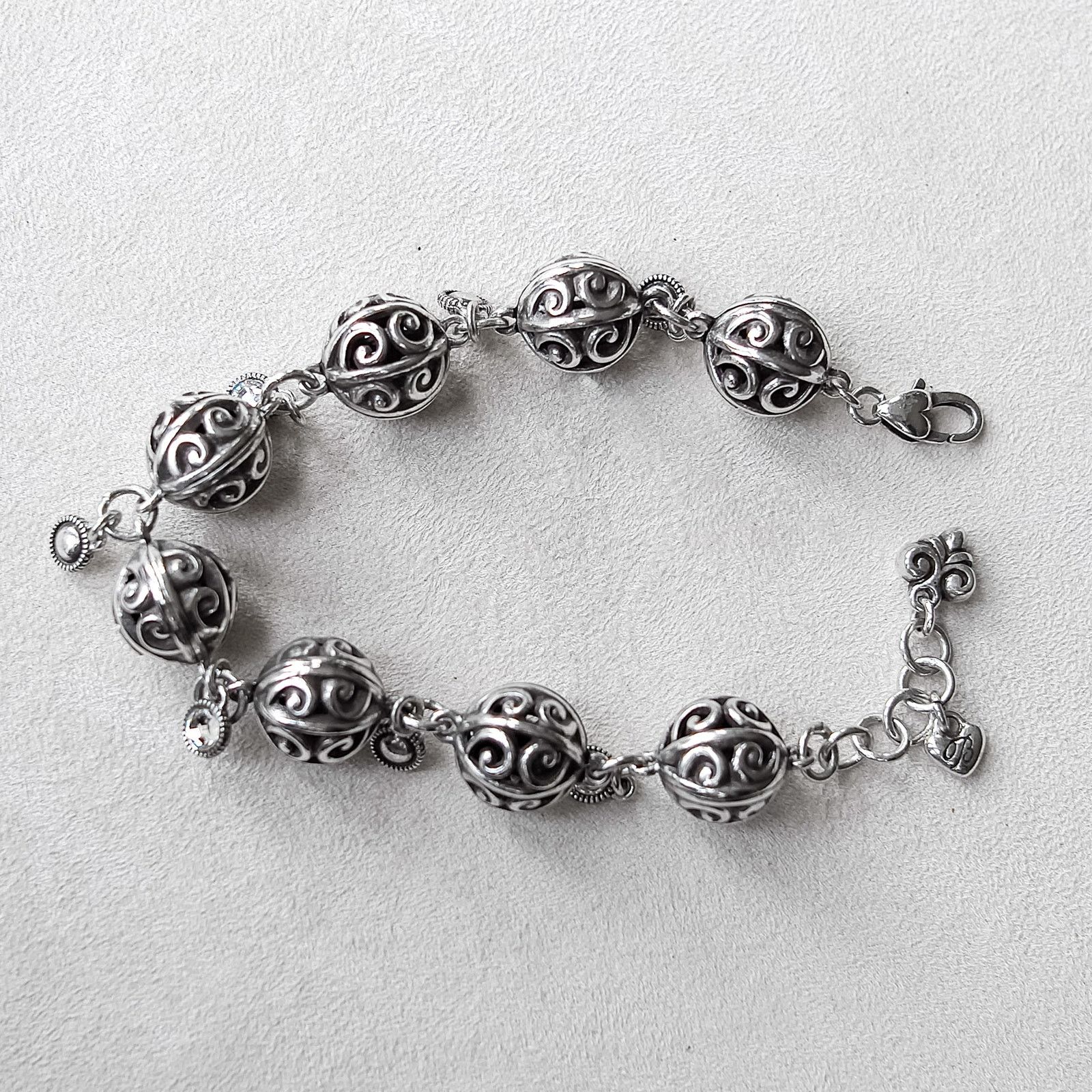 Brighton Brighton Silver Ball Crystal Bracelet Filigree Scrolled Size ONE SIZE - 4 Thumbnail
