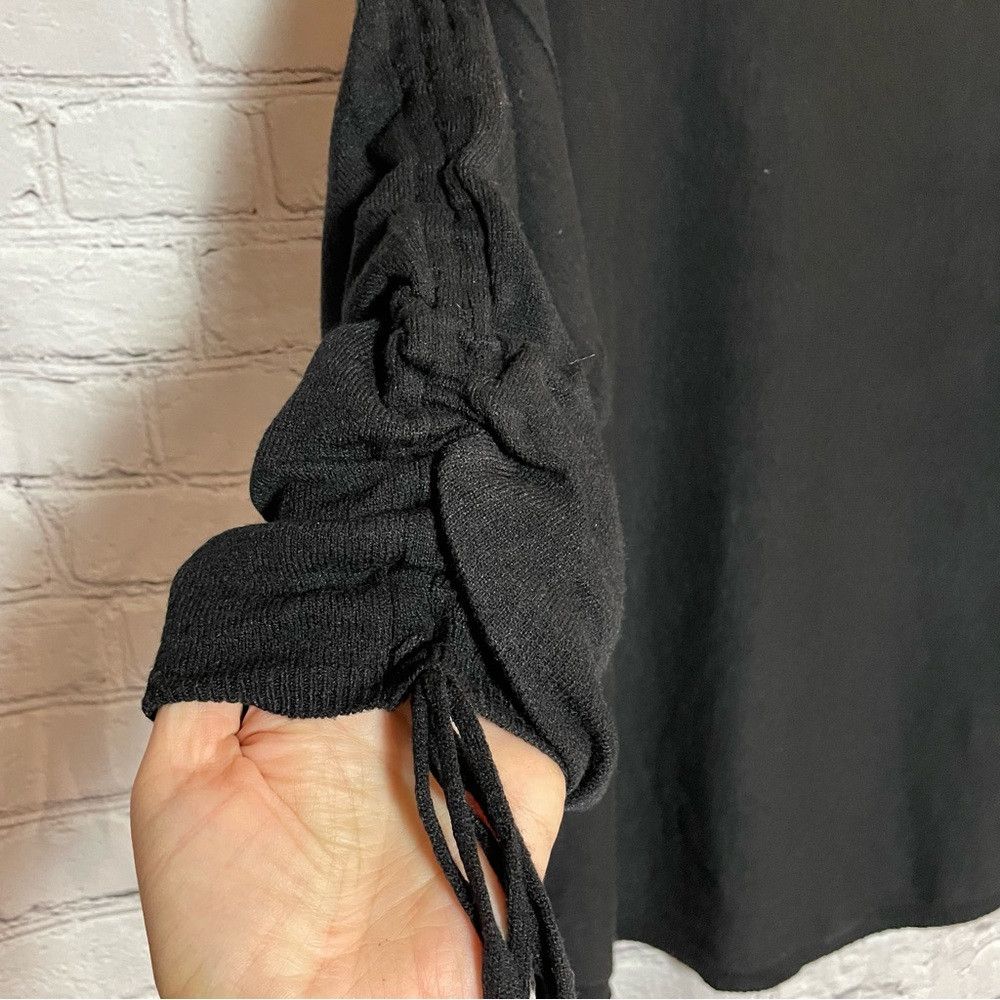 Other NWT New $118 MAX STUDIO Cinched Sleeve Curved Hem Black Swe Size XXL / US 16-18 / IT 52-54 - 2 Thumbnail