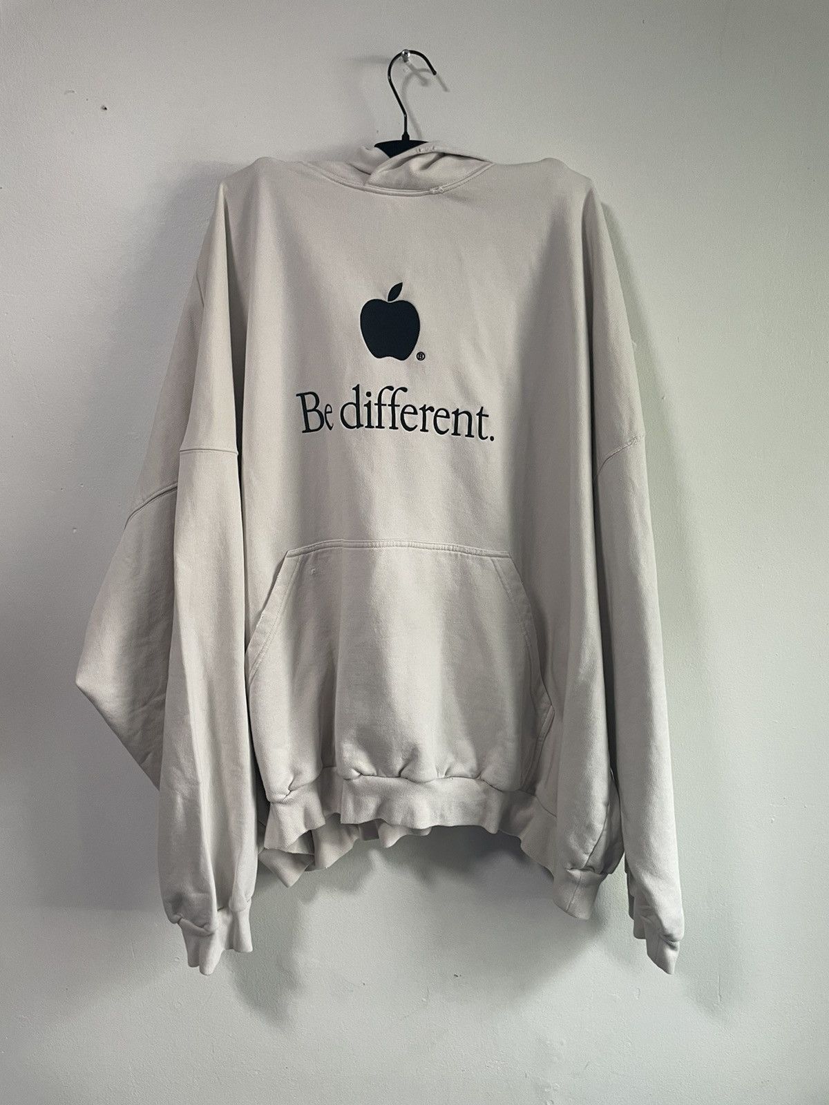 Pre-owned Balenciaga Apple Logo Be Different Hoodie In Beige