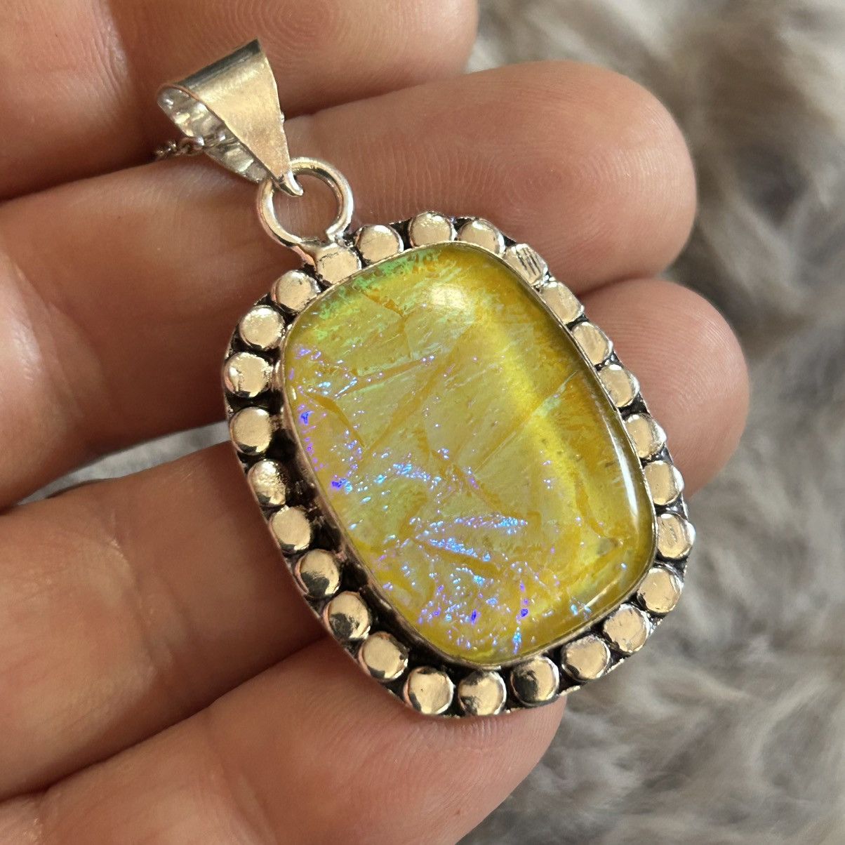 Handmade Handcrafted simulated opal framed 925 sterling necklace Size ONE SIZE - 5 Thumbnail