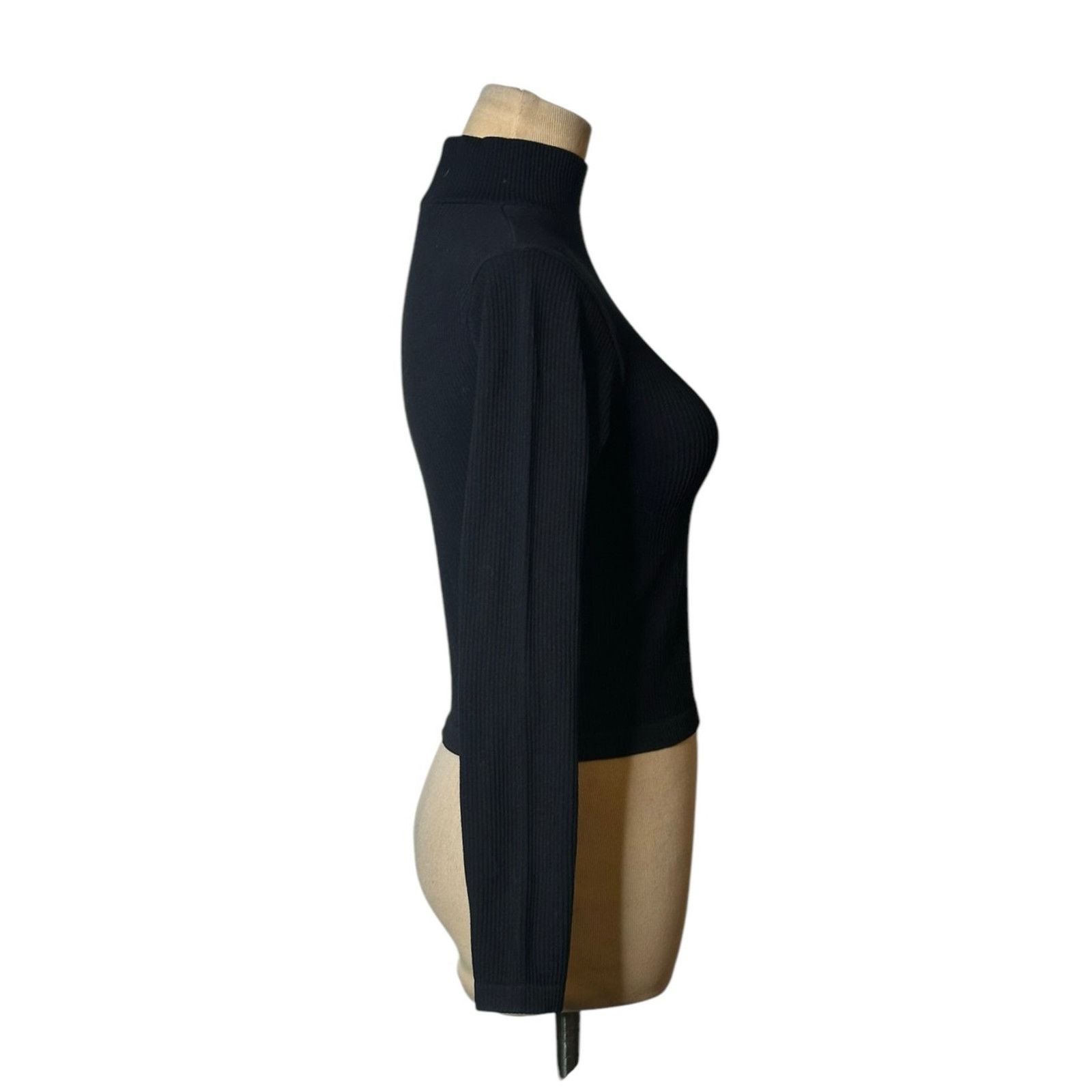 Zara Zara black long sleeves ribbed fitted high neck top size XS Size XS / US 0-2 / IT 36-38 - 6 Thumbnail
